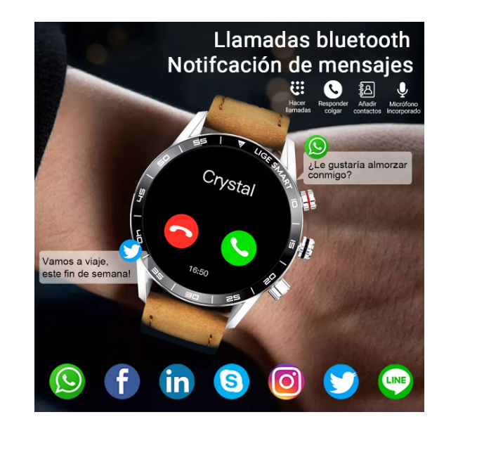 Foto 3 pulgar | Lige Reloj Inteligente Para Hombre Smartwatch Bluetooth Depo Wünd