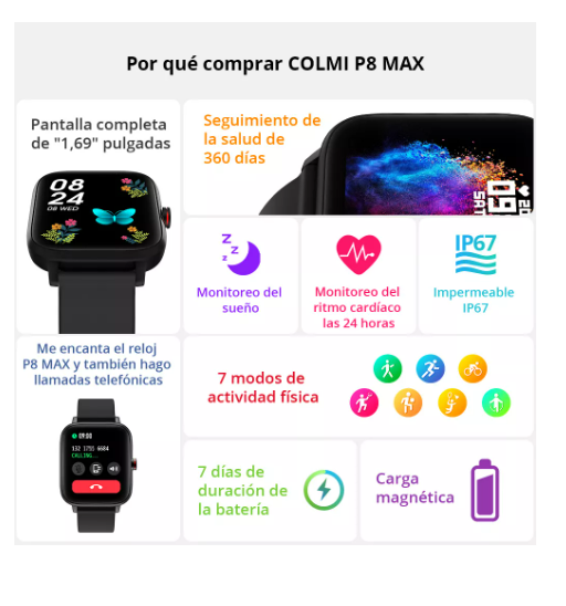 Foto 5 pulgar | Smartwatch Colmi Series P P8 Max 1.69'' 45 mm P8 Max