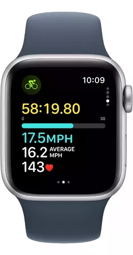 Foto 4 pulgar | Apple Watch Se Gps (2da Gen)   Caja De Aluminio Color Plata De 44 Mm   Correa Deportiva Azul Tormenta - M/l