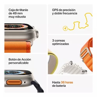 Foto 4 | Apple Watch Ultra Gps + Celular - Caja De Titanio 49 Mm - Correa Ocean Medianoche