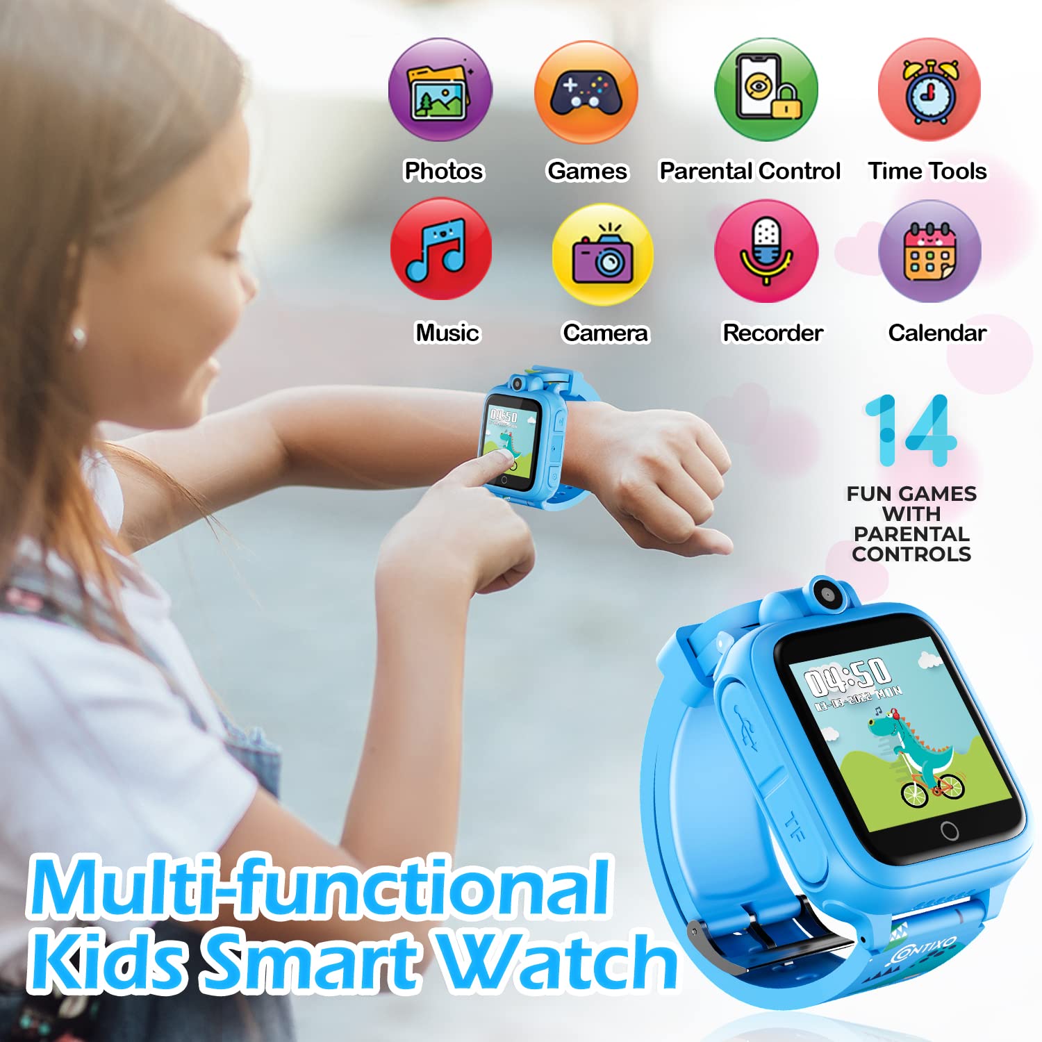Foto 3 pulgar | Reloj Inteligente Contixo Kw01 Azul con Cámara Juegos Música para Niños - Venta Internacional