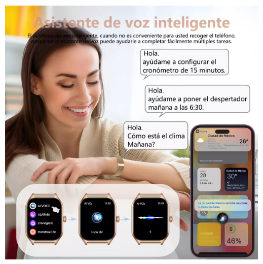 Foto 4 pulgar | Smartwatch Violeta 1.85 " Llamada Bluetooth para Mujer