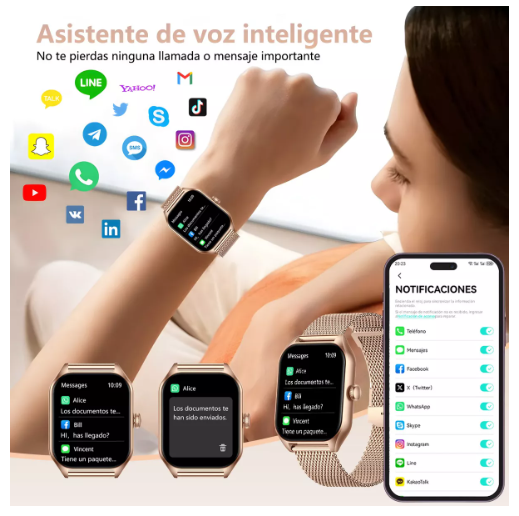 Foto 5 pulgar | Smartwatch Violeta 1.85 " Llamada Bluetooth para Mujer