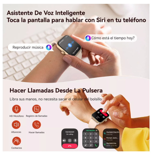 Foto 4 pulgar | Smartwatch Negro 1.85'' Bluetooth Llamada