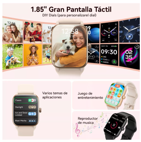 Foto 5 pulgar | Smartwatch Negro 1.85'' Bluetooth Llamada