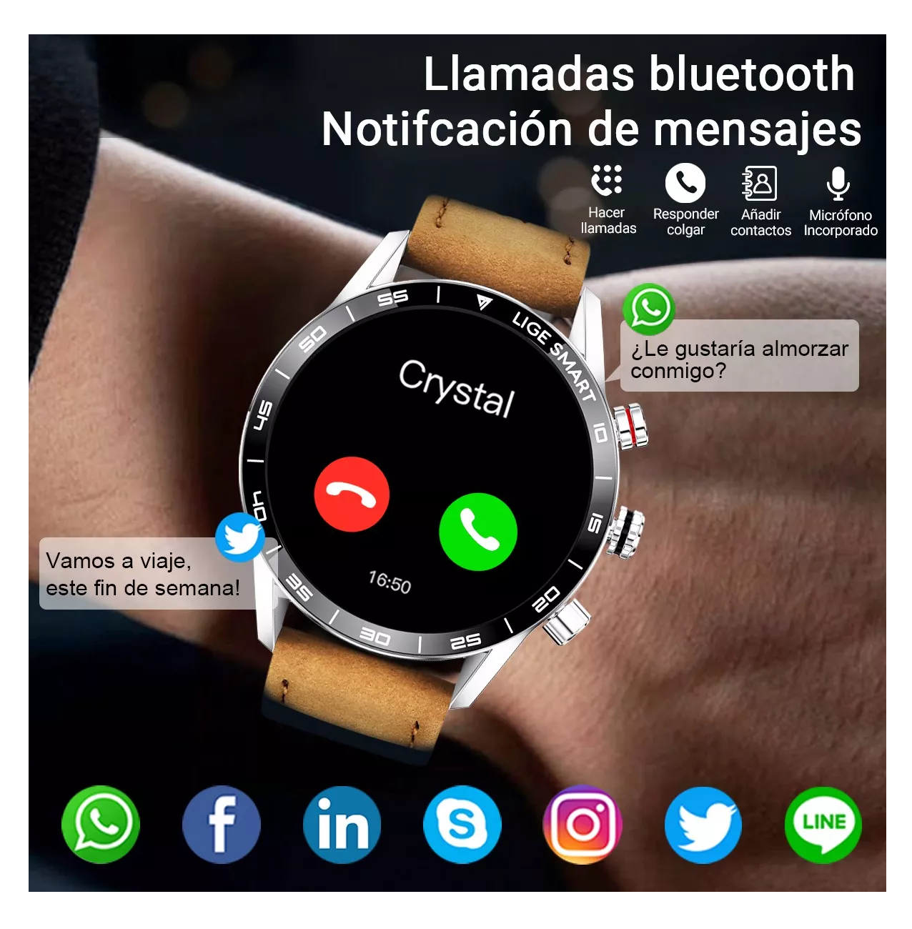 Foto 5 pulgar | Reloj Smartwatch Belug Café para Hombre