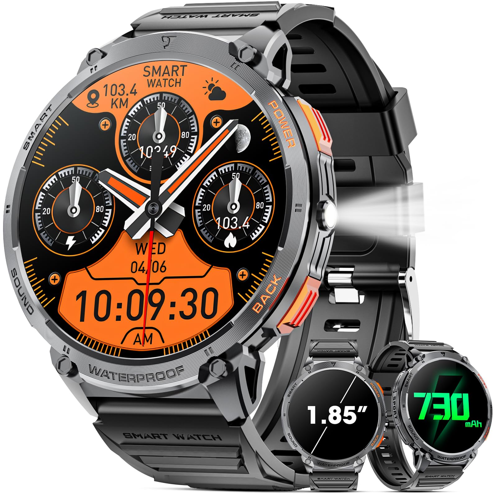 Foto 2 pulgar | Reloj Inteligente Mingwear Military Para Hombre, 1,85 Pulgadas, Hd Touch, 730 Mah - Venta Internacional.