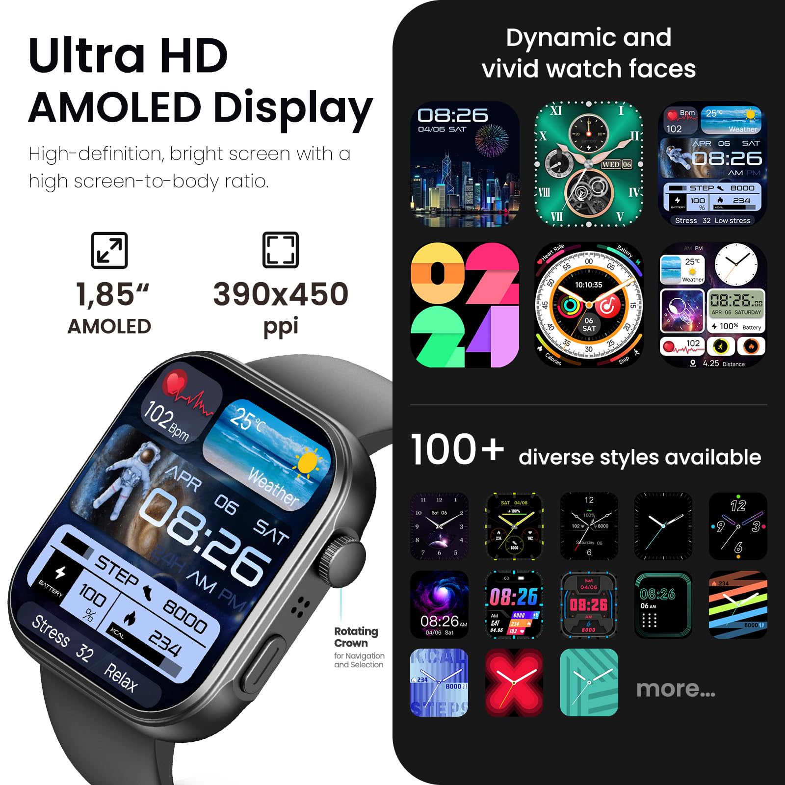 Foto 3 pulgar | Reloj Inteligente Tozo S6 con Pantalla Amoled IP68 de 1,85 Pulgadas- Venta Internacional