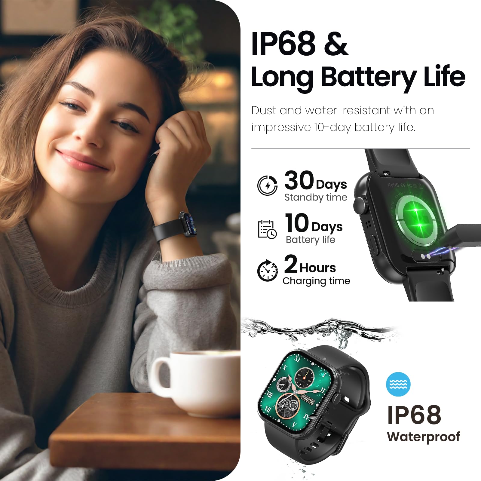 Foto 8 pulgar | Reloj Inteligente Tozo S6 con Pantalla Amoled IP68 de 1,85 Pulgadas- Venta Internacional