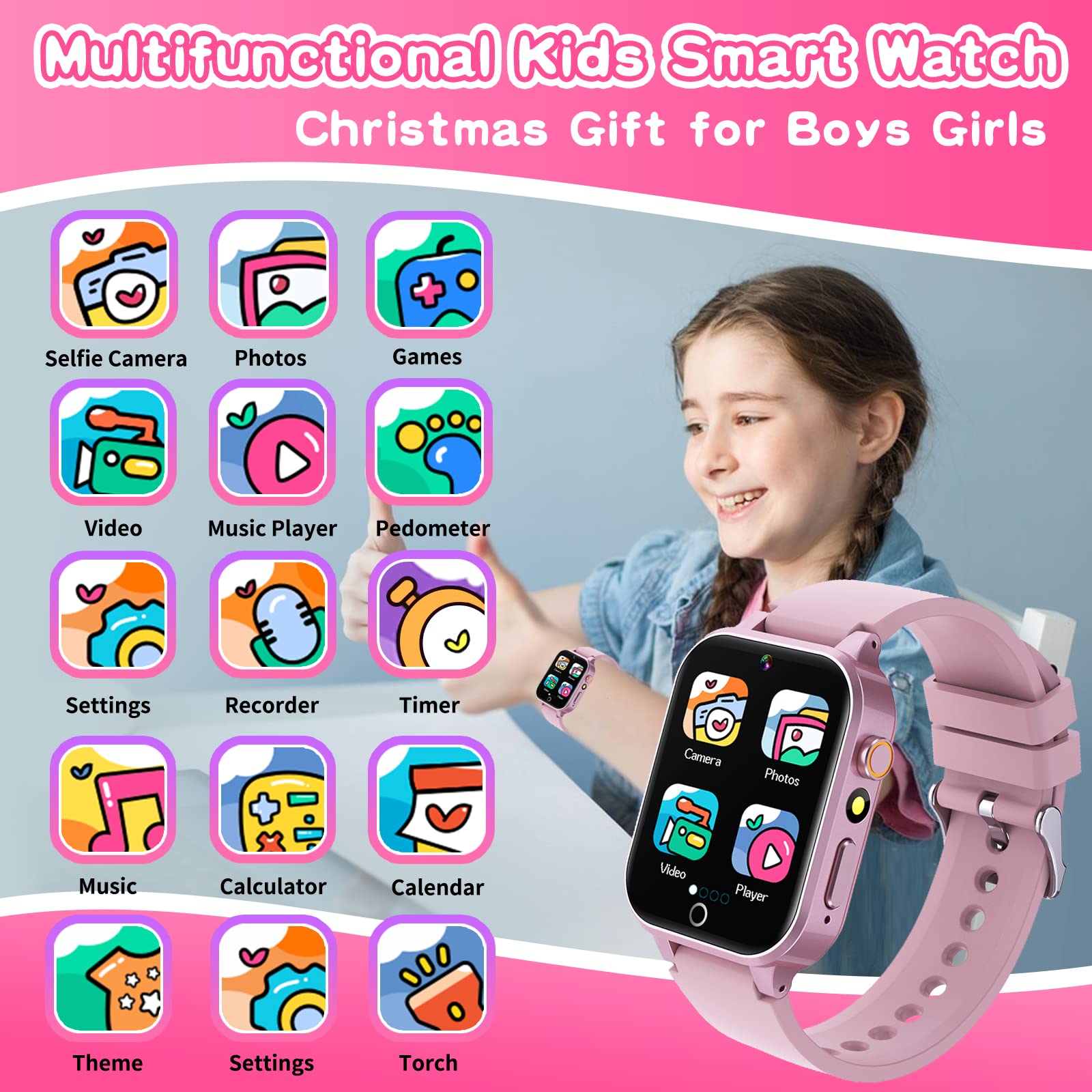Foto 3 pulgar | Reloj Smartwatch Cosjoype Rosa Infantil-Venta Internacional
