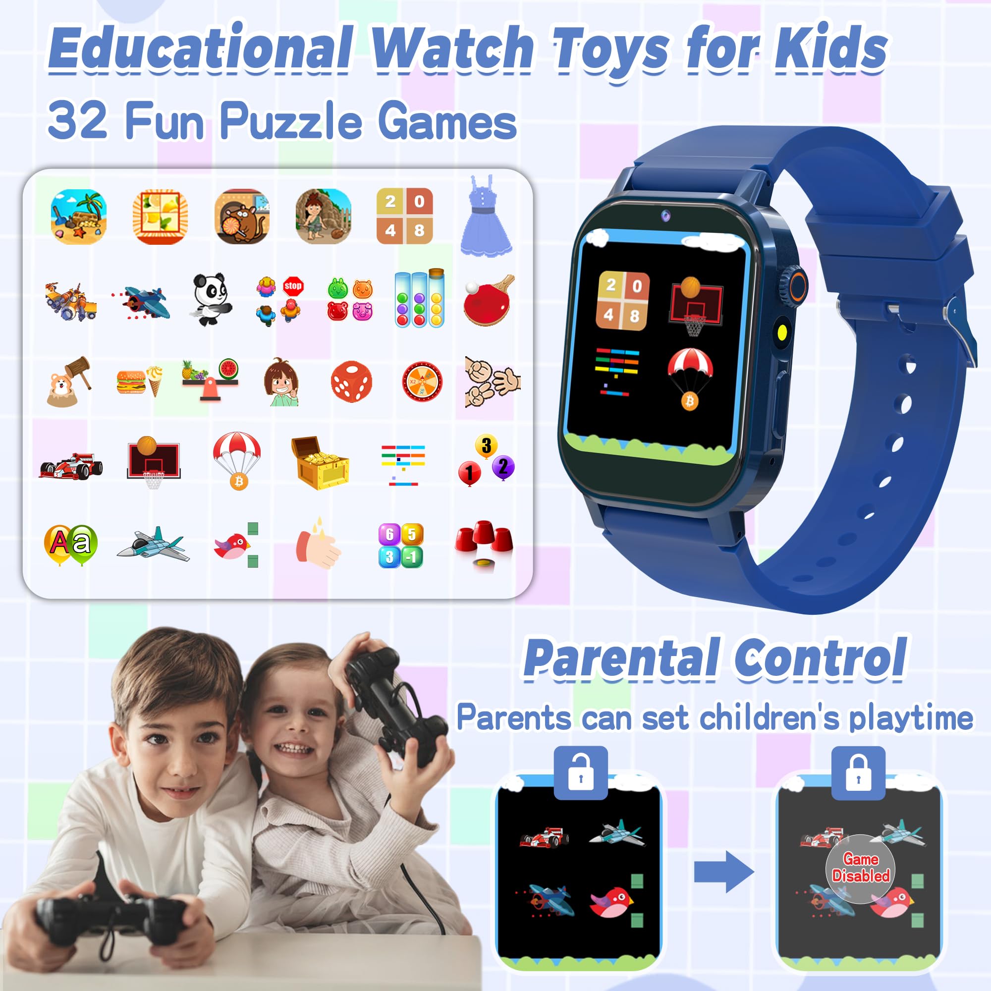 Foto 4 pulgar | Reloj Smartwatch Phyulls Azul Infantil-Venta Internacional