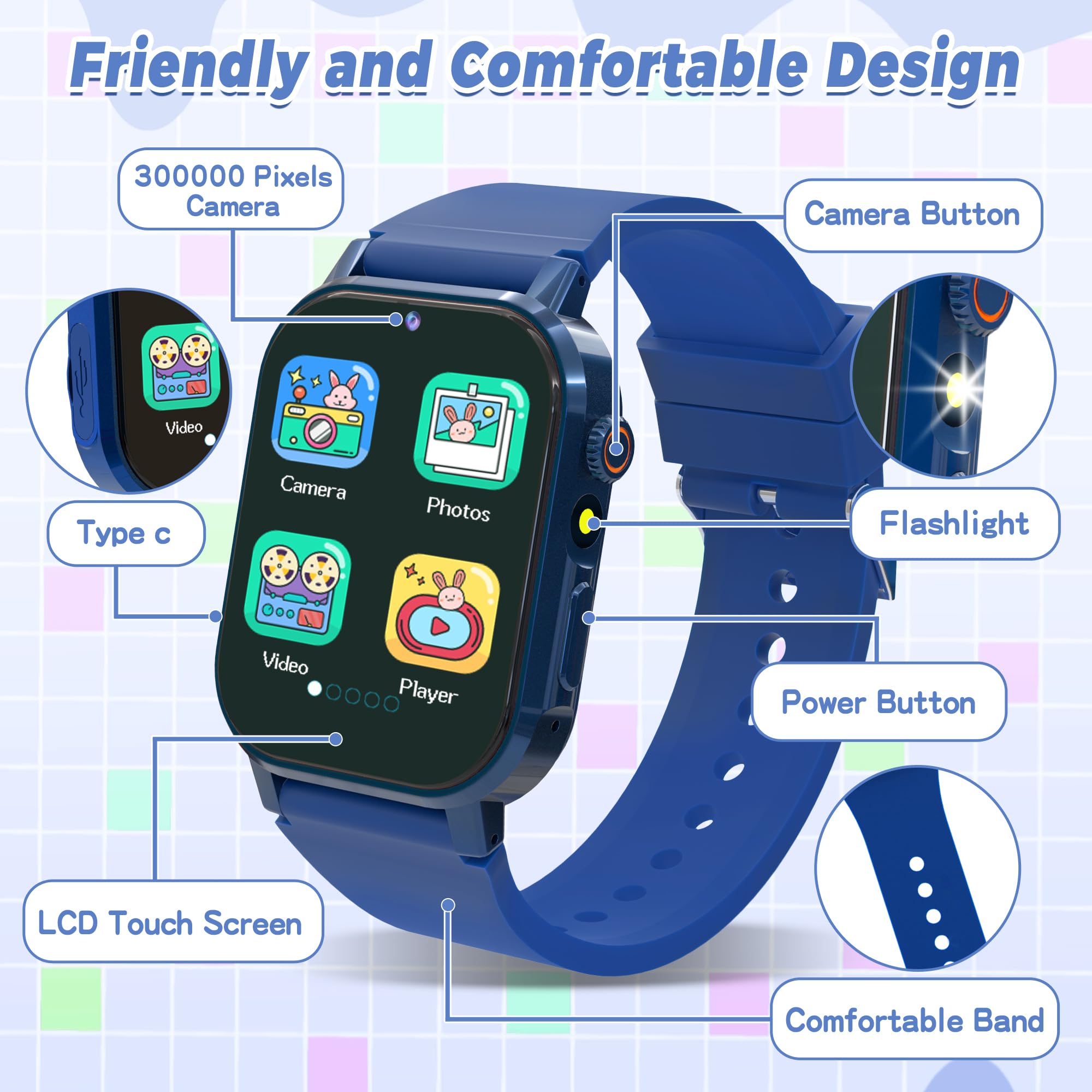 Foto 5 pulgar | Reloj Smartwatch Phyulls Azul Infantil-Venta Internacional