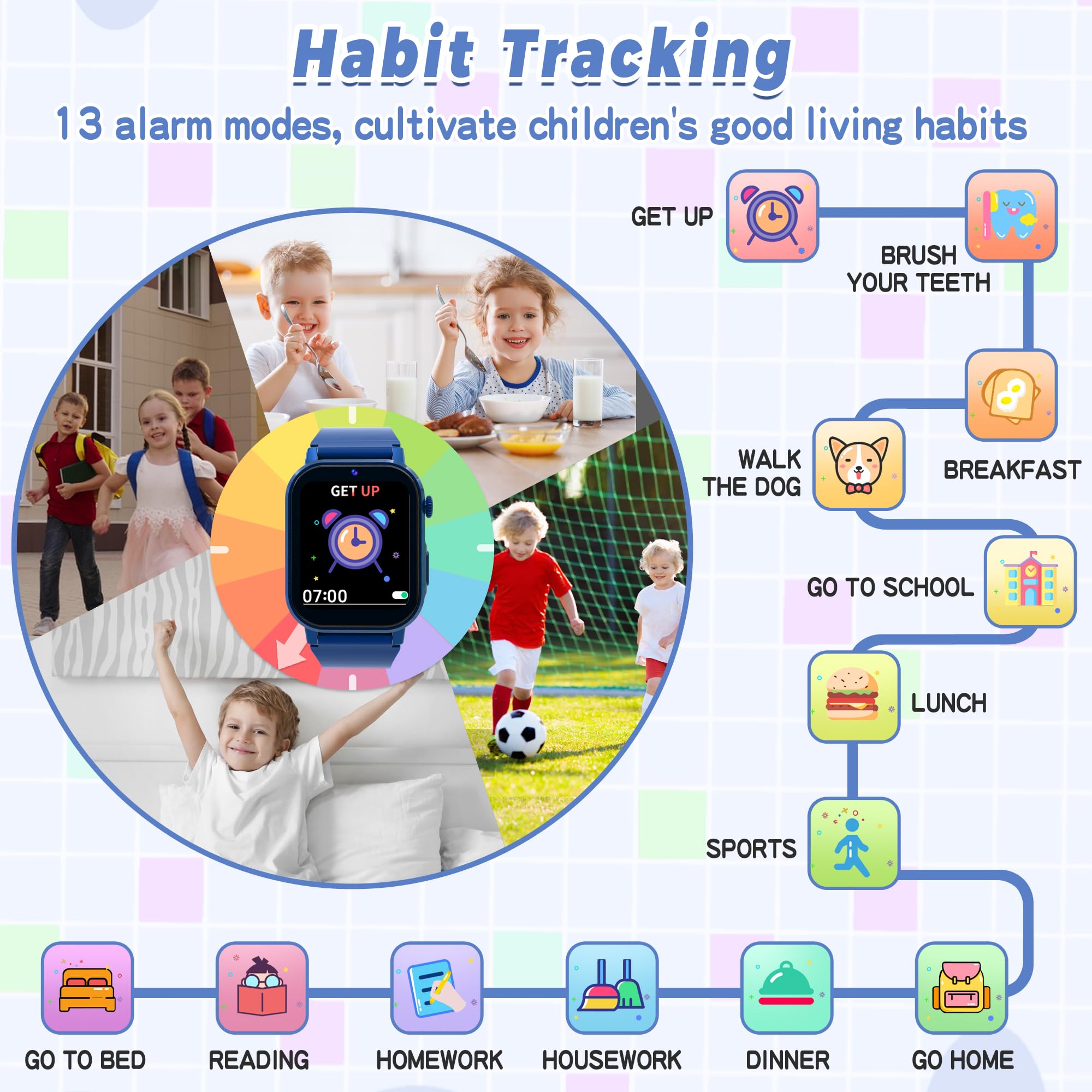 Foto 8 pulgar | Reloj Smartwatch Phyulls Azul Infantil-Venta Internacional