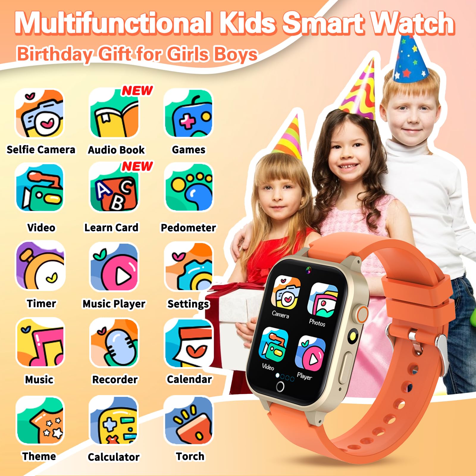 Foto 2 | Reloj Smartwatch Vakzovy Anaranjado Infantil-Venta Internacional