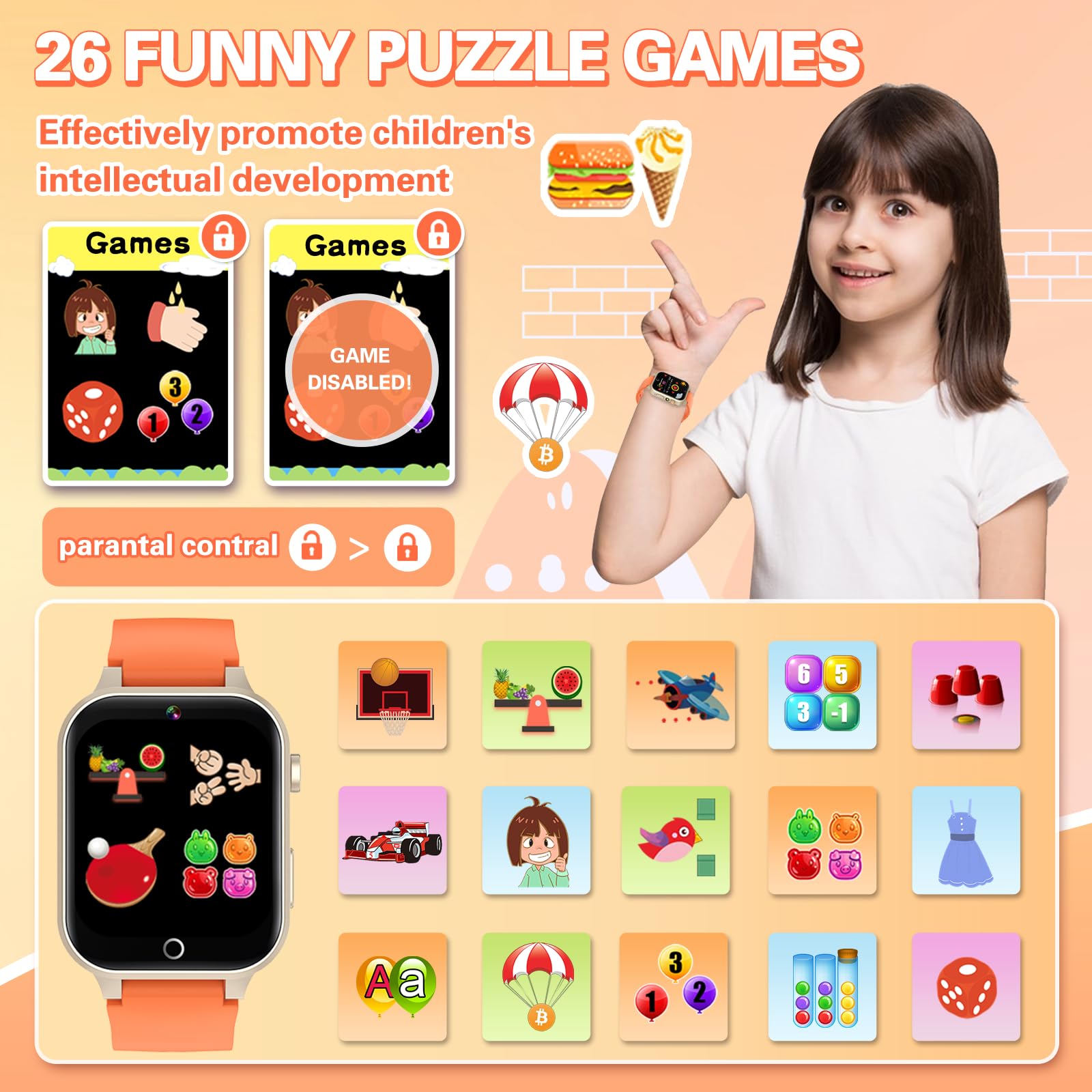 Foto 5 pulgar | Reloj Smartwatch Vakzovy Anaranjado Infantil-Venta Internacional