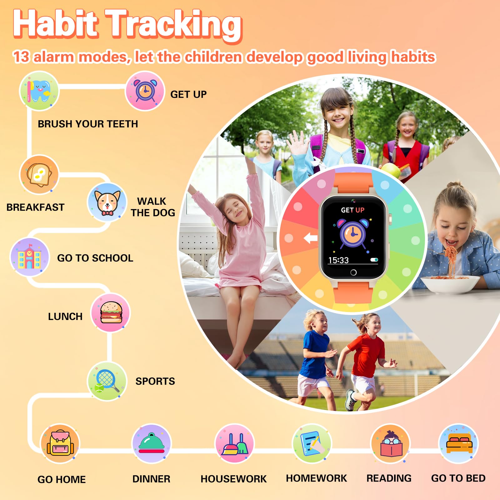 Foto 6 pulgar | Reloj Smartwatch Vakzovy Anaranjado Infantil-Venta Internacional
