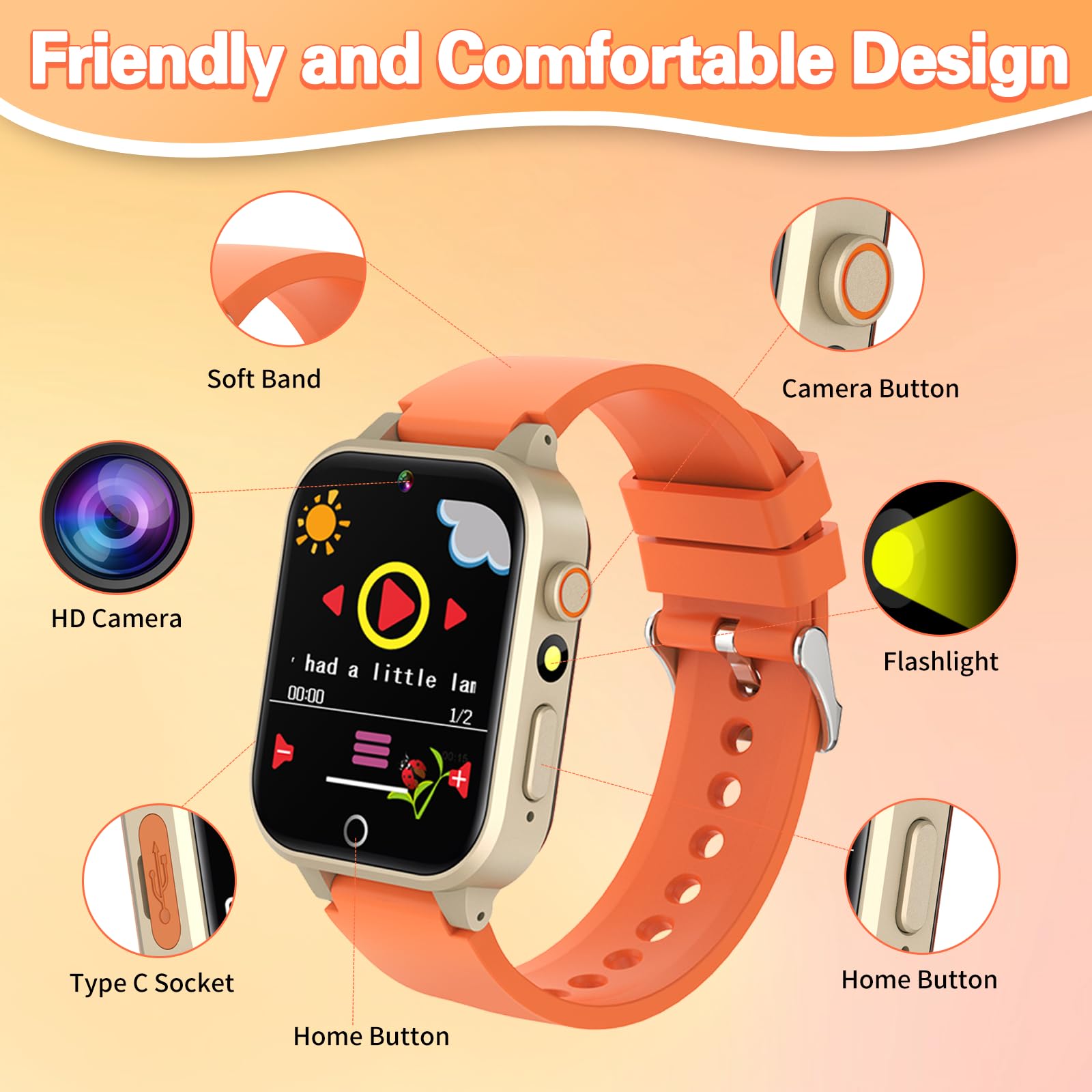 Foto 8 pulgar | Reloj Smartwatch Vakzovy Anaranjado Infantil-Venta Internacional