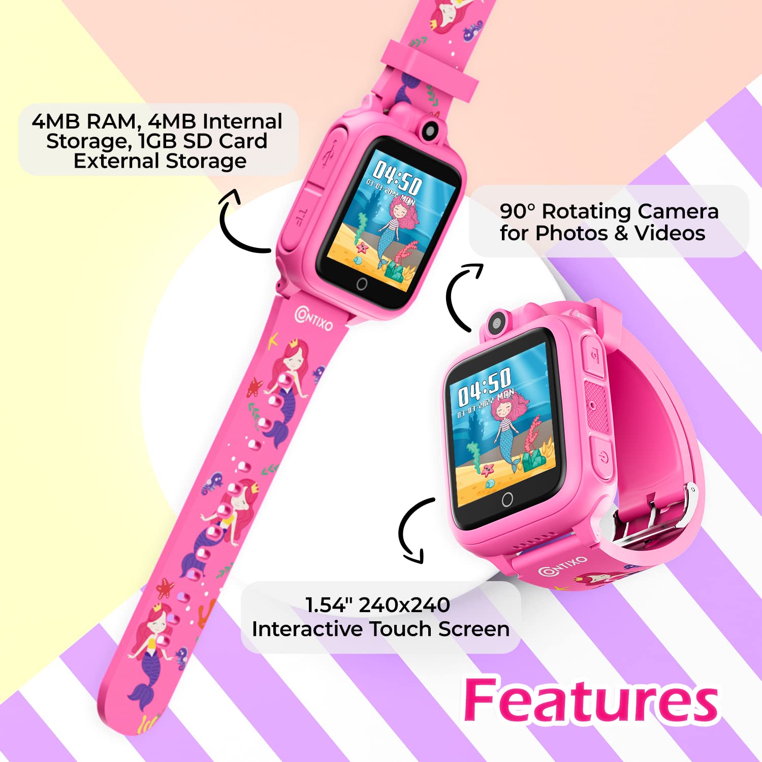 Foto 8 pulgar | Reloj Inteligente Contixo Kw01 con Cámara Juegos y Música para Niños - Venta Internacional