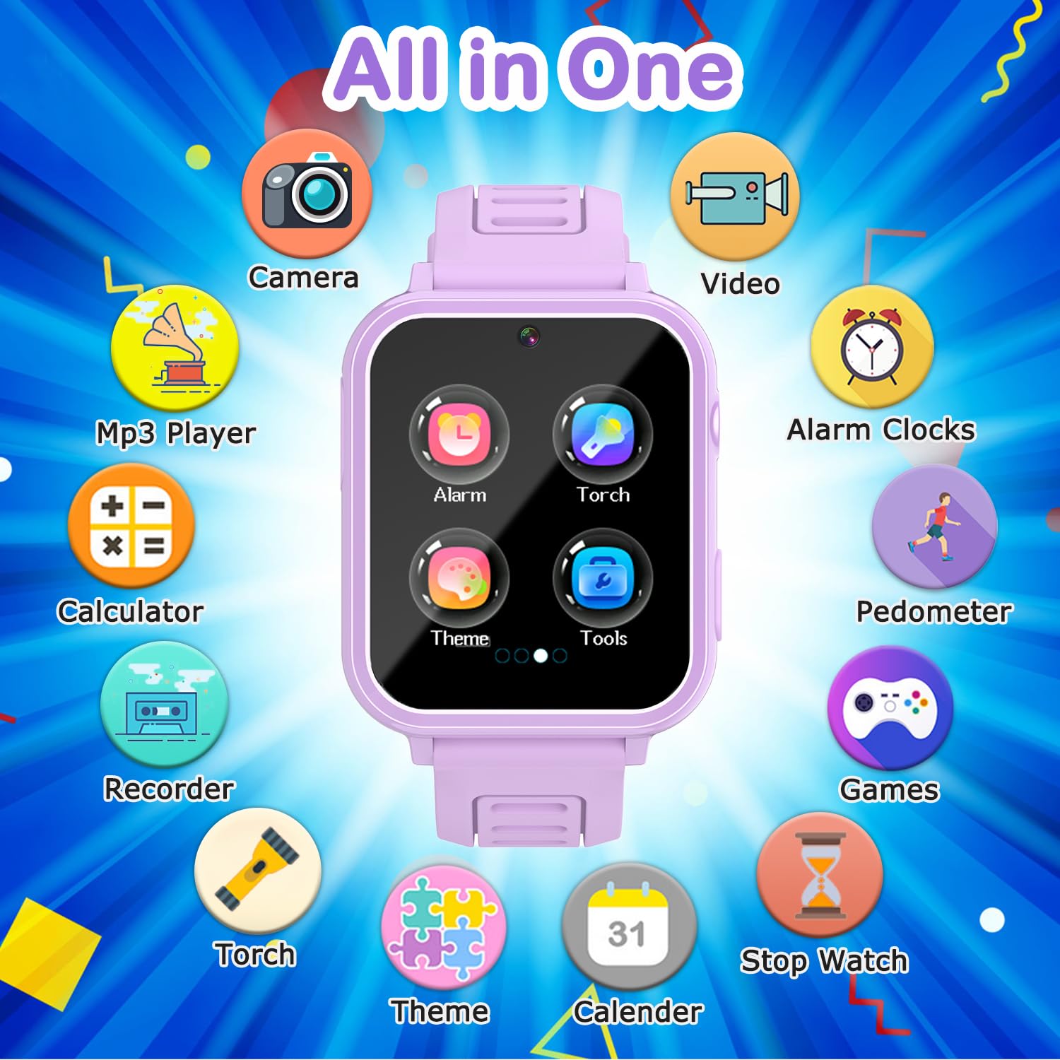Foto 3 pulgar | Reloj Smartwatch Cosjoype Morado Infantil-Venta Internacional