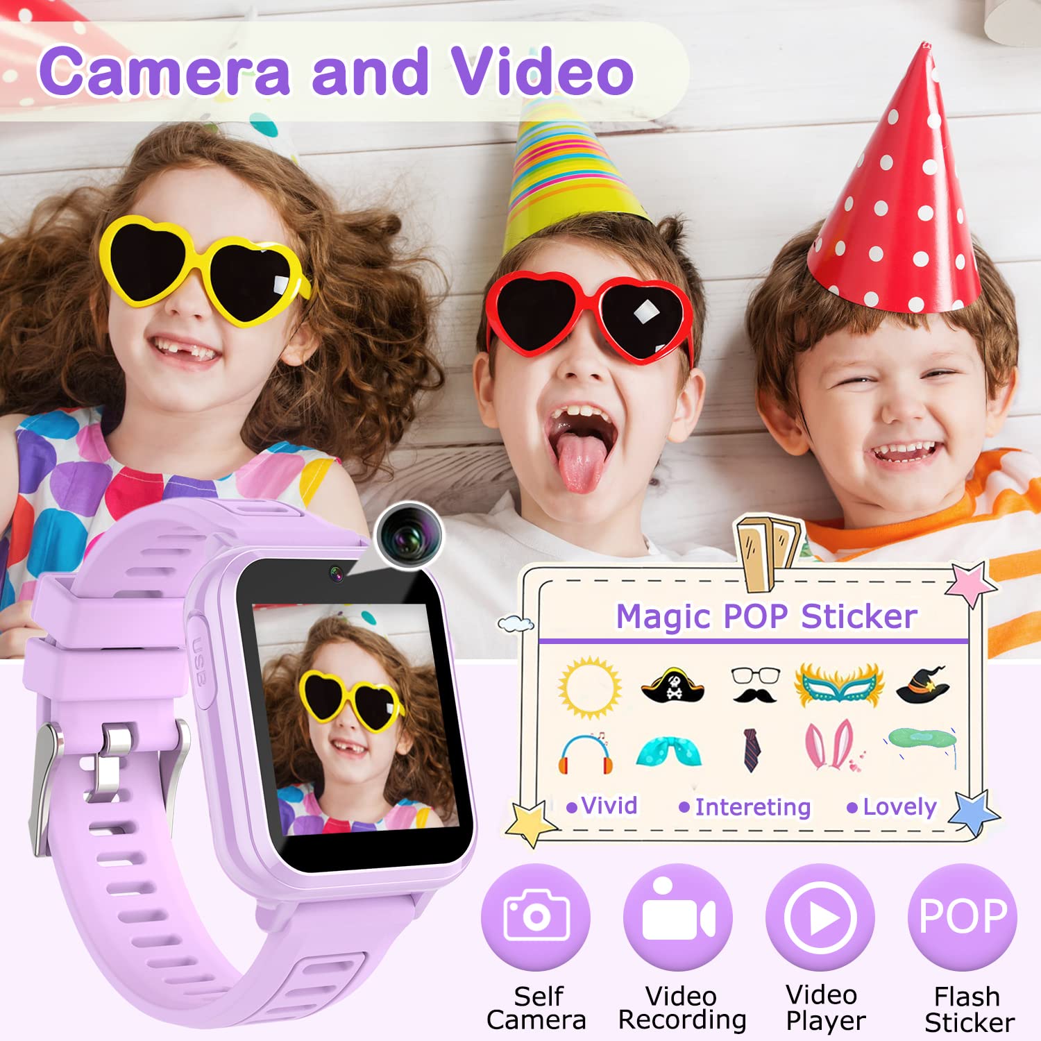 Foto 4 pulgar | Reloj Smartwatch Cosjoype Morado Infantil-Venta Internacional