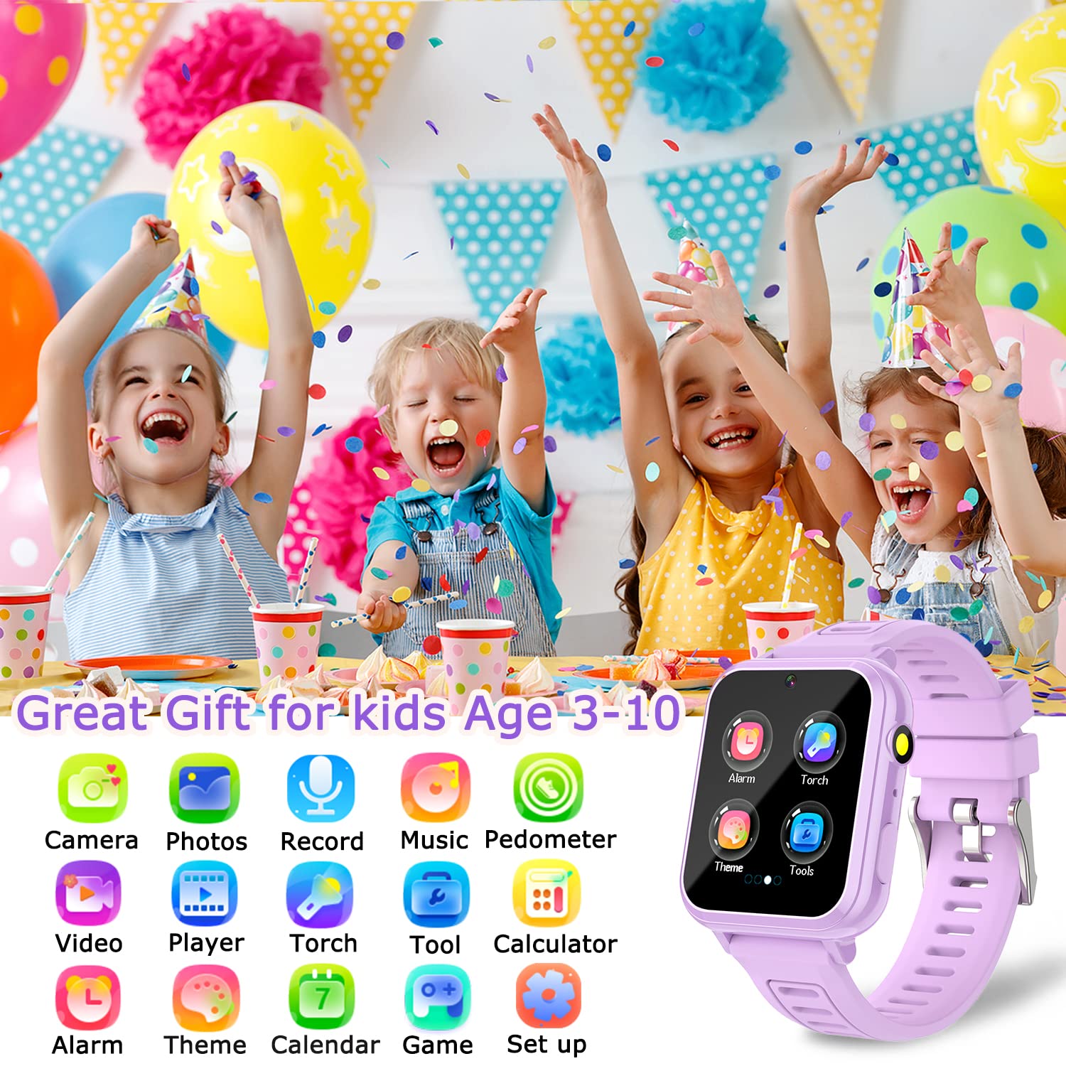 Foto 7 pulgar | Reloj Smartwatch Cosjoype Morado Infantil-Venta Internacional
