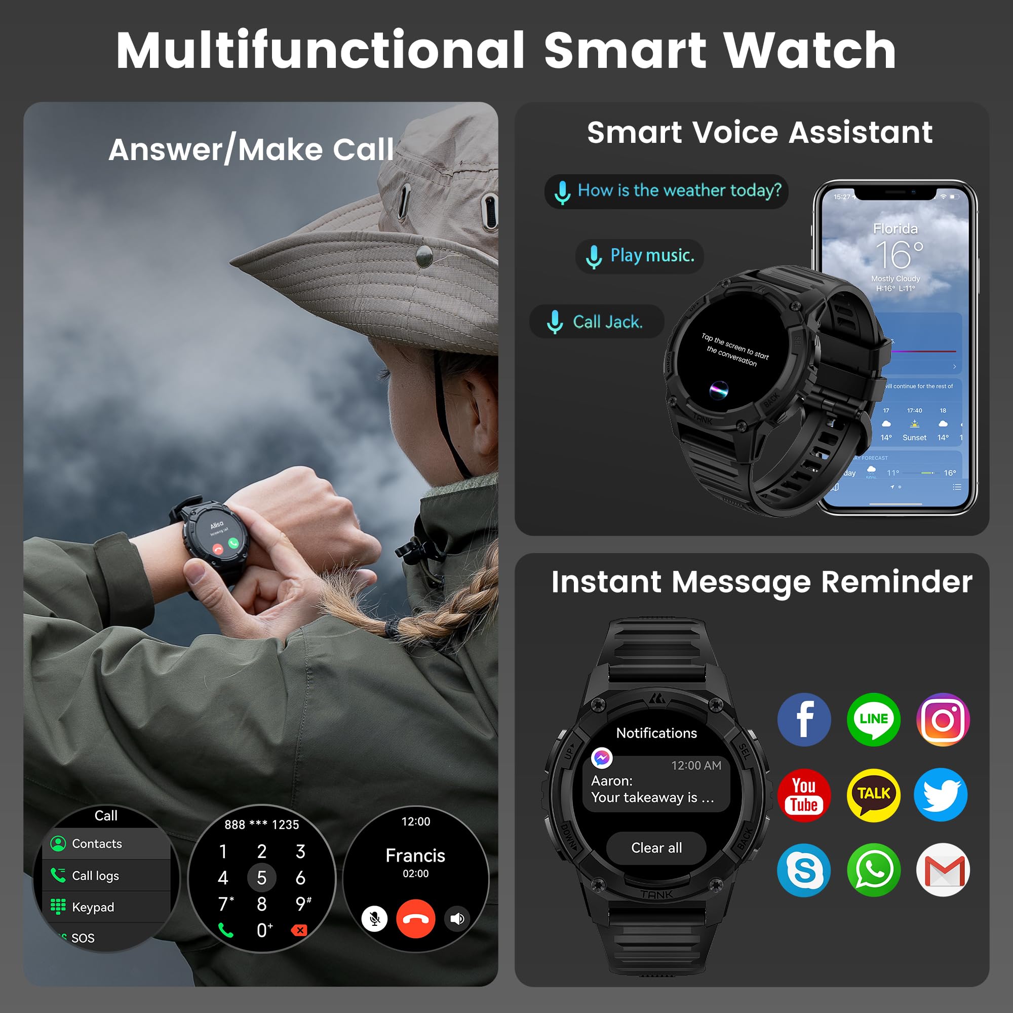 Foto 8 pulgar | Reloj Inteligente Kospet Tank S2 Gps 5atm Impermeable Para Hombres Y Mujeres - Venta Internacional.