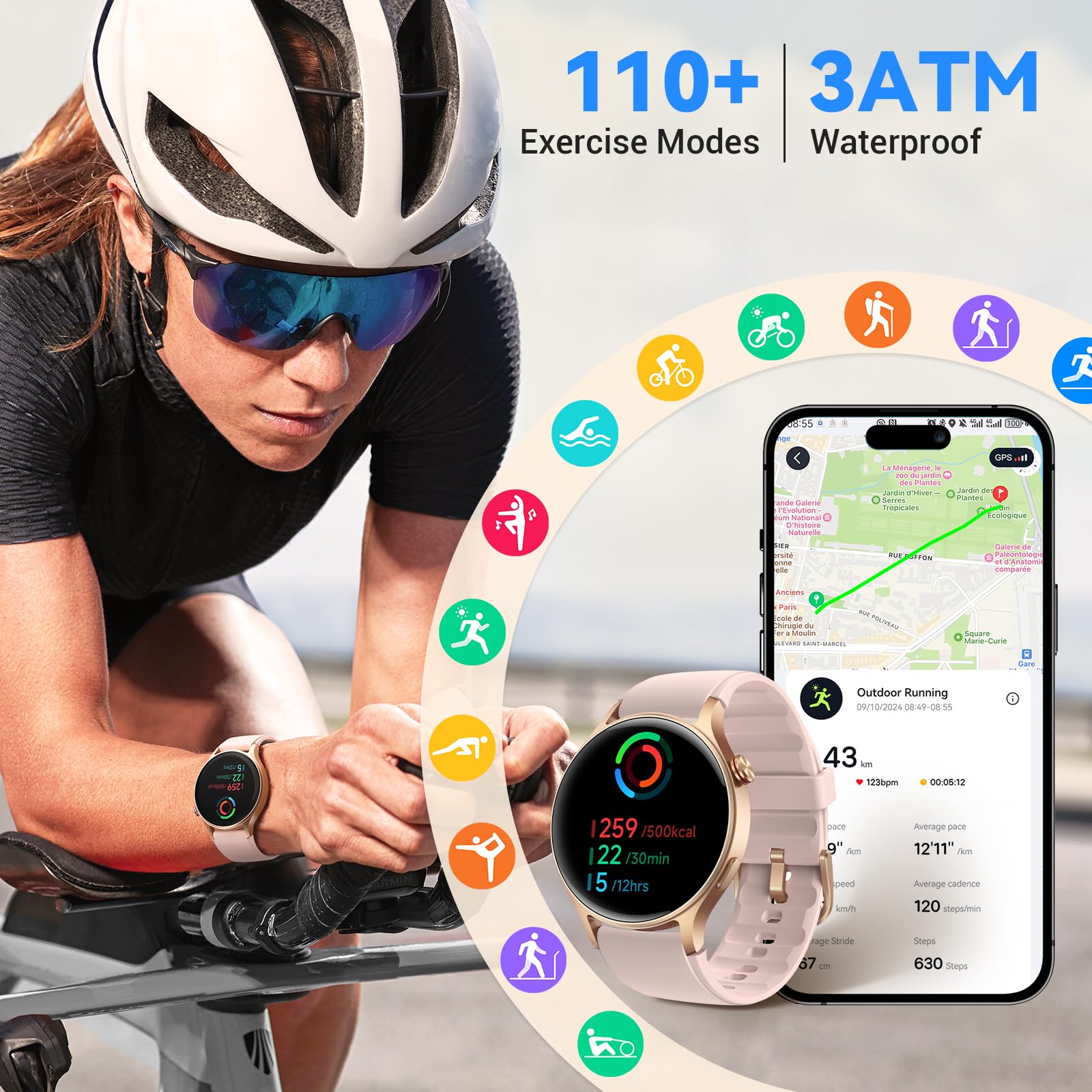 Foto 7 pulgar | Reloj Inteligente Fitpolo Ar-01 1.32'' Amoled para Mujer - Venta Internacional