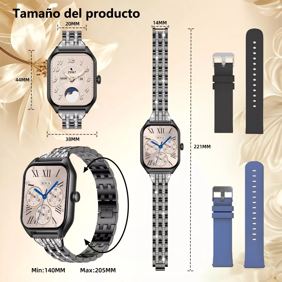 Foto 3 pulgar | Reloj Smartwatch 1.85 Mujer Relojes Inteligentes Eo Safe Imports Esi-17074 Negro