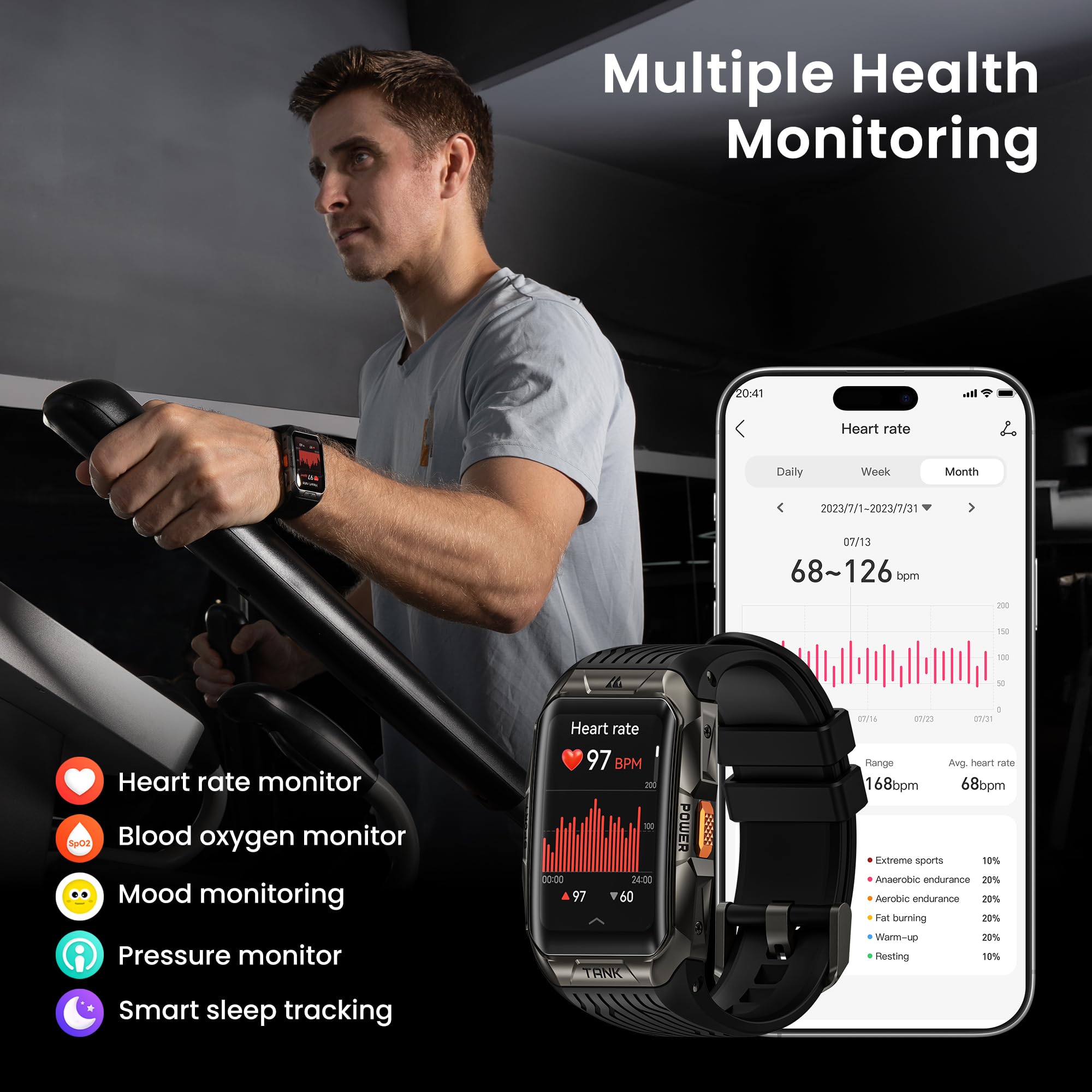 Foto 7 pulgar | Reloj Smartwatch Kospet Tank X2 Negro-Venta Internacional