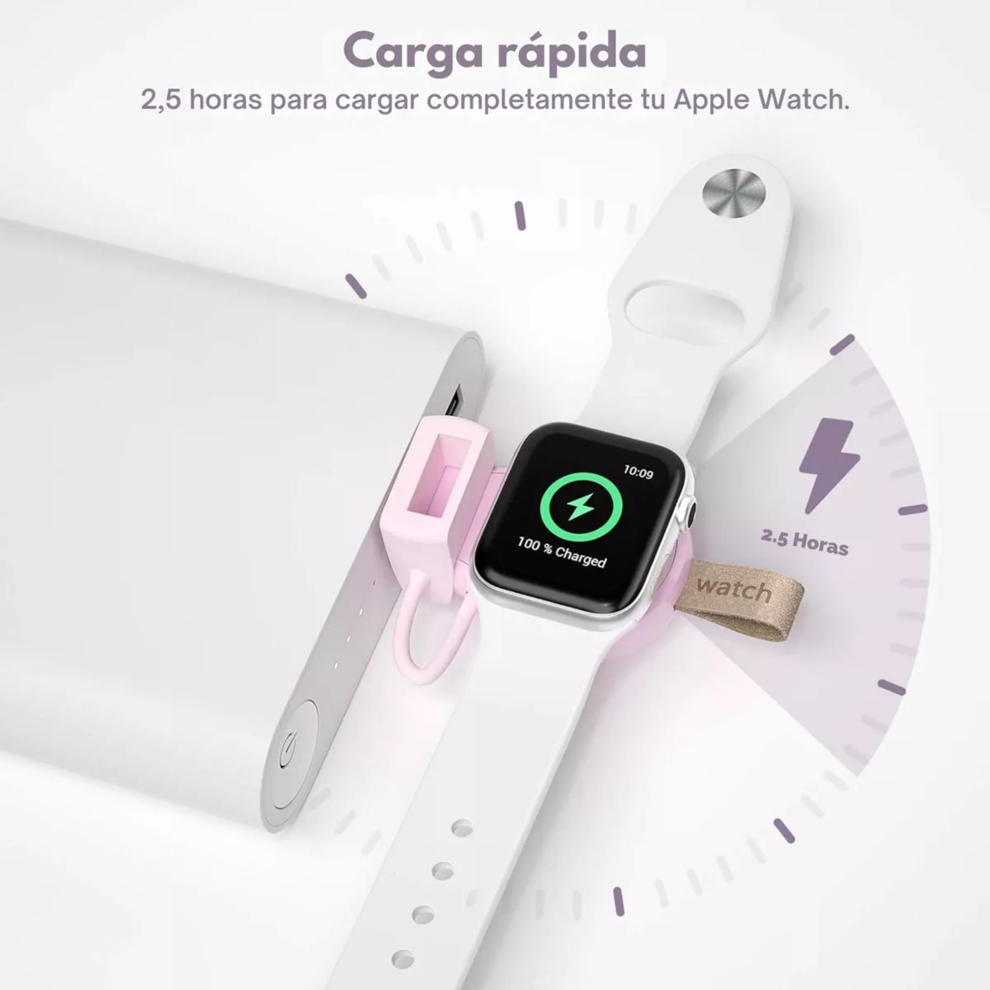 Foto 3 | Cargador Portátil Magnético Carga Rápida Para Apple Watch Color Rosa