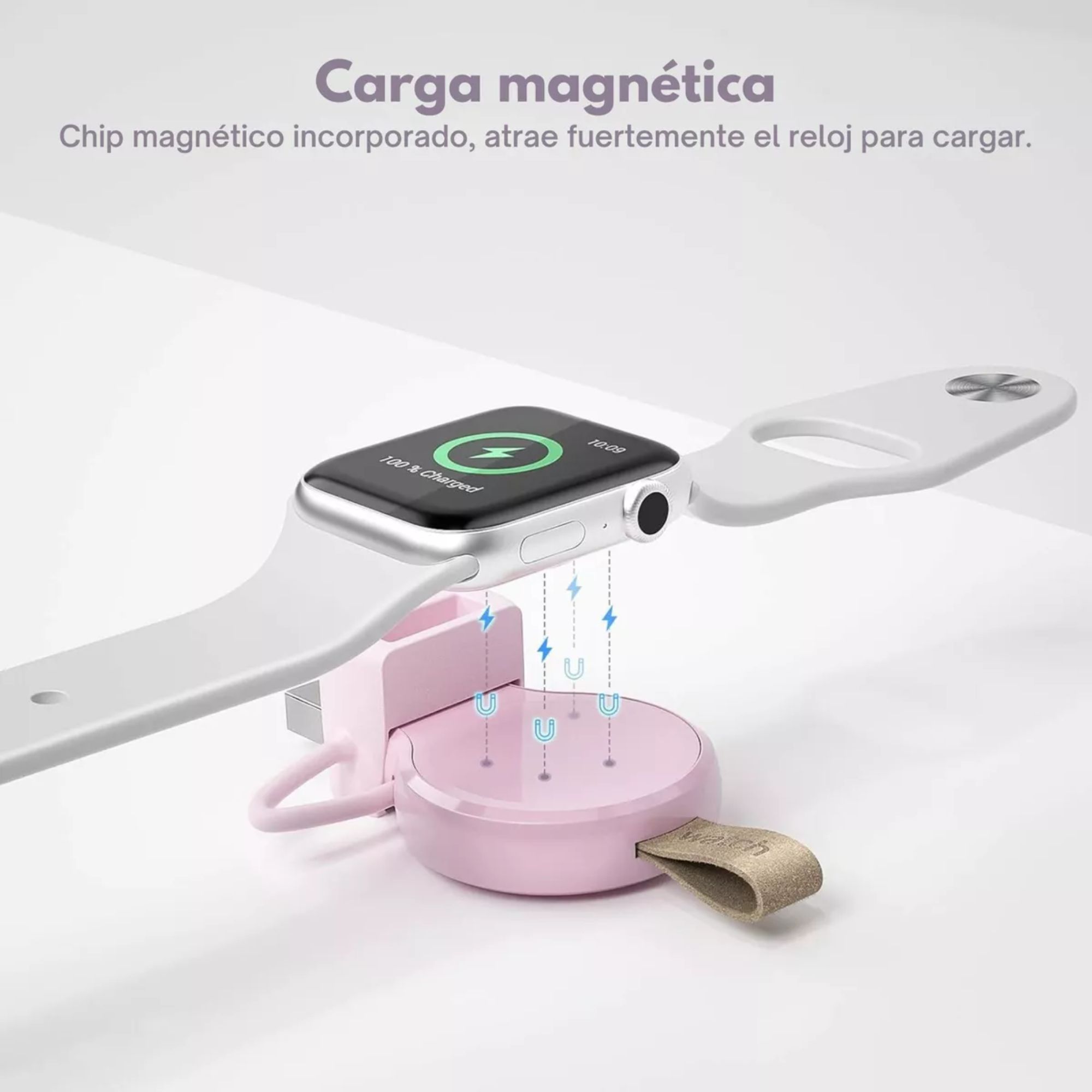 Foto 5 pulgar | Cargador Portátil Magnético Carga Rápida Para Apple Watch Color Rosa