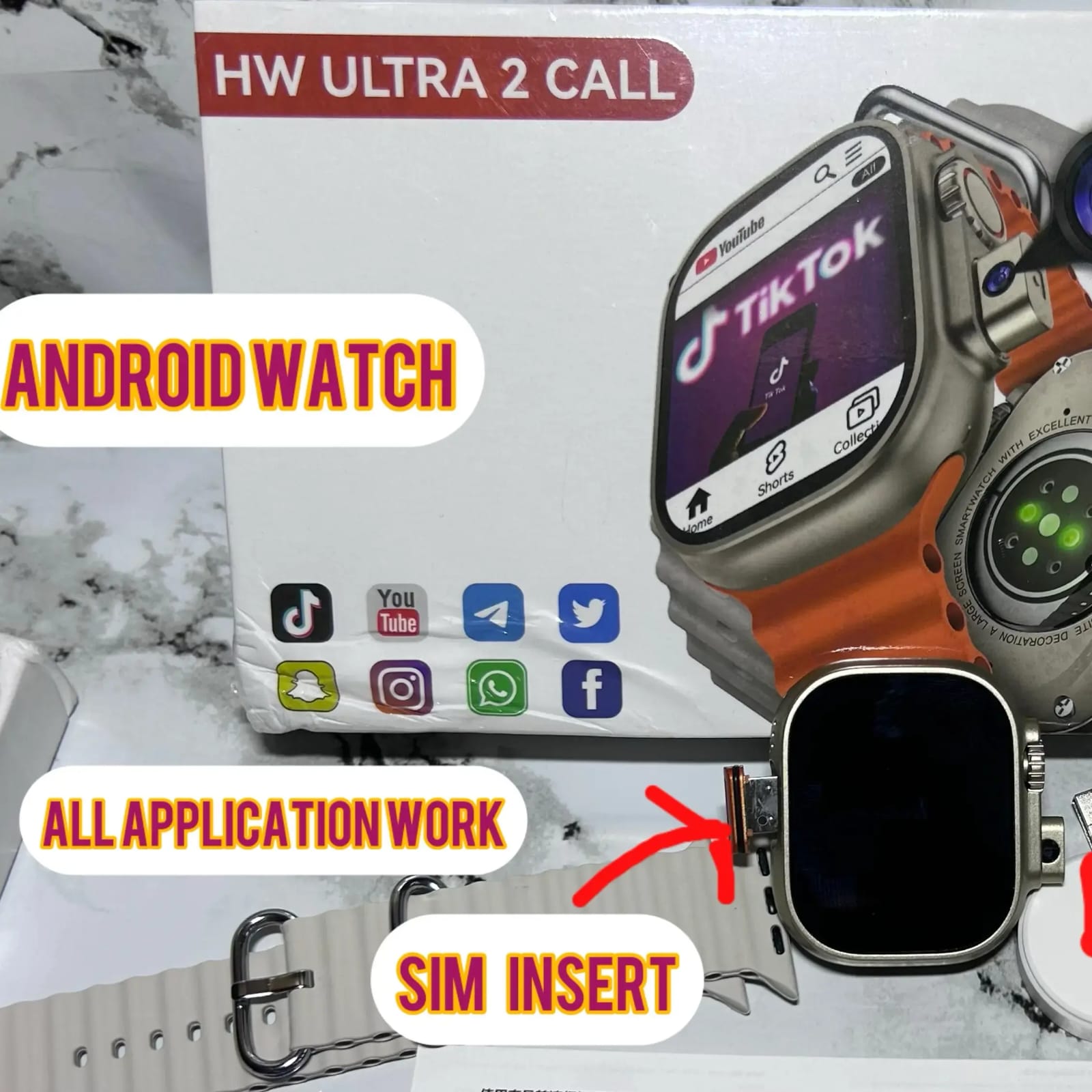 Foto 4 pulgar | Smartwatch HW Ultra2 Call con Chip Android YouTube WhatsApp GPS