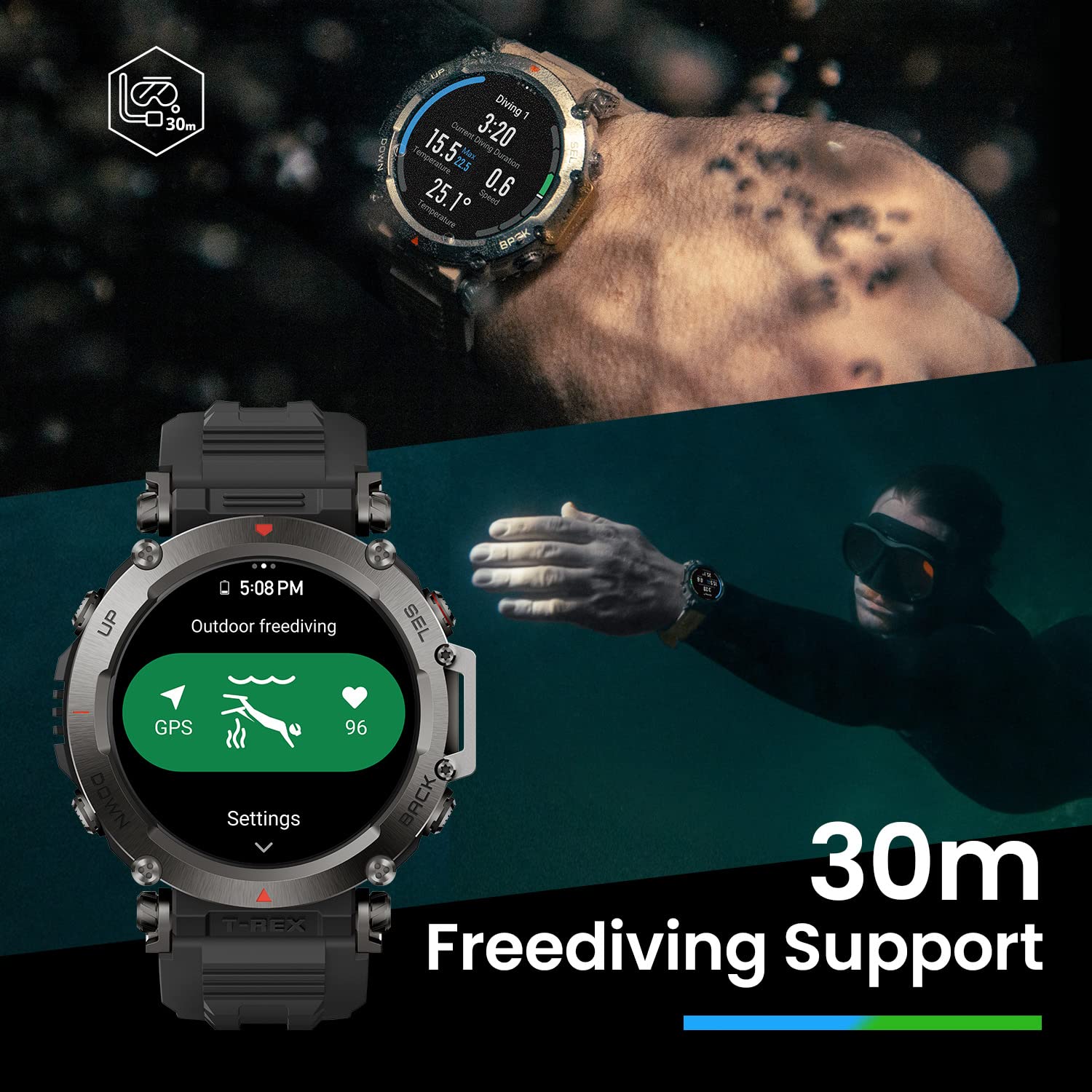 Foto 3 pulgar | Reloj Inteligente Amazfit T-rex Ultra Con Batería De 20 Días De Duración, Negro - Venta Internacional.