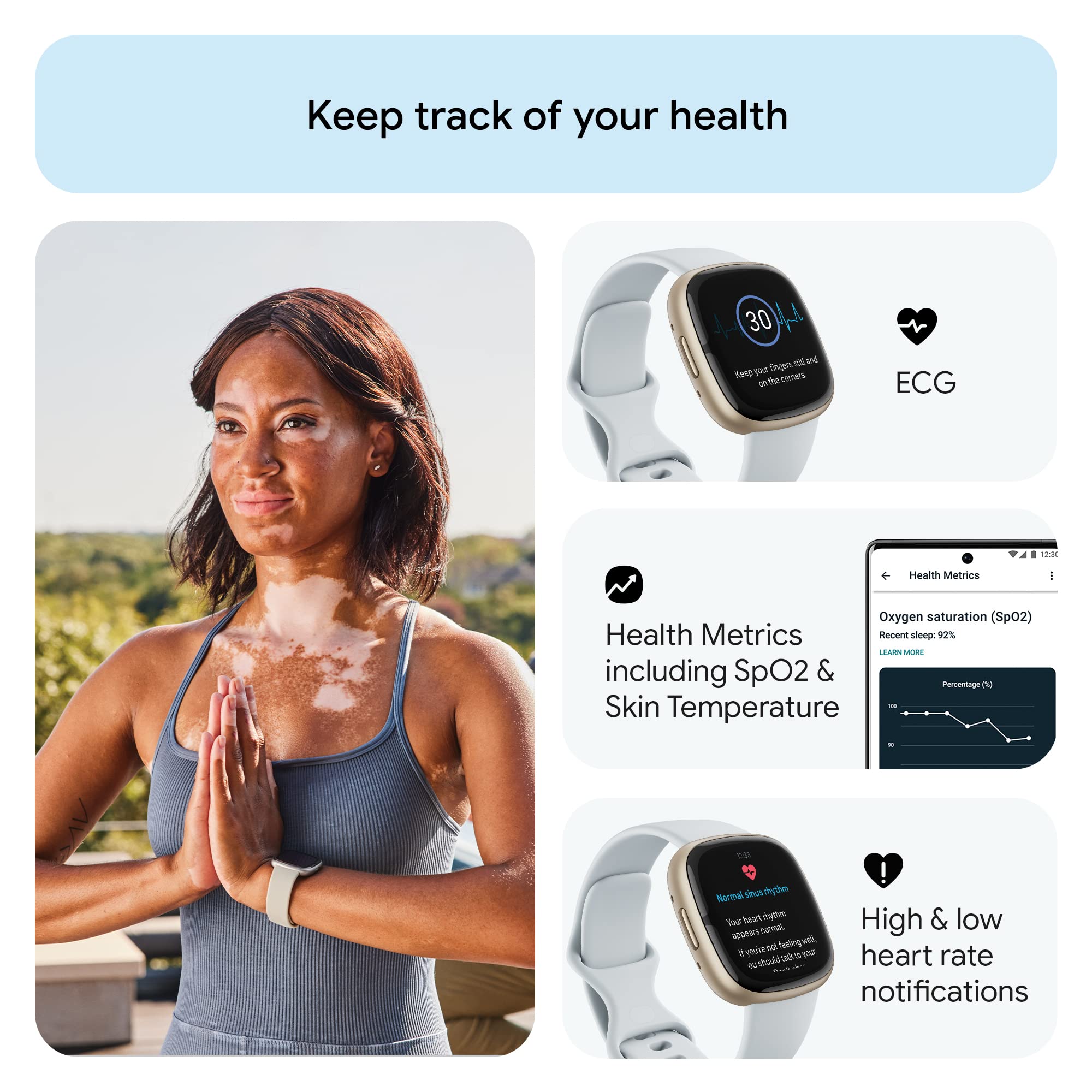 Foto 4 pulgar | Reloj Inteligente Fitbit Sense 2 Advanced Health Blue Mist/pale Gold - Venta Internacional