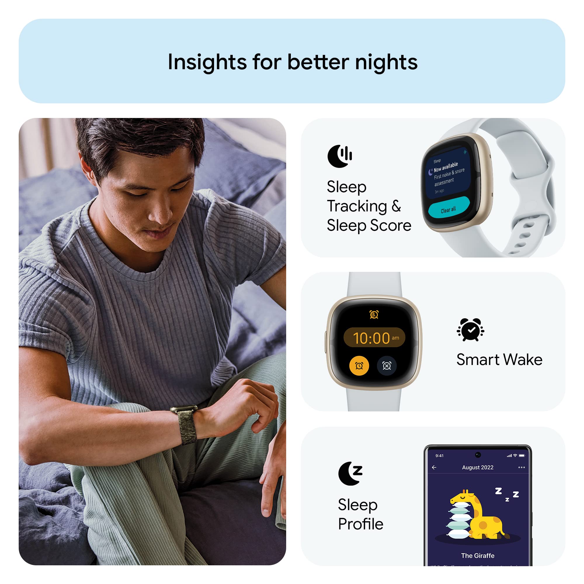 Foto 5 pulgar | Reloj Inteligente Fitbit Sense 2 Advanced Health Blue Mist/pale Gold - Venta Internacional