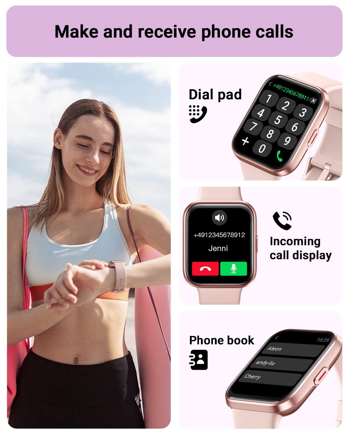 Foto 3 pulgar | Smartwatch Tensky 208bt Rosa - Venta Internacional