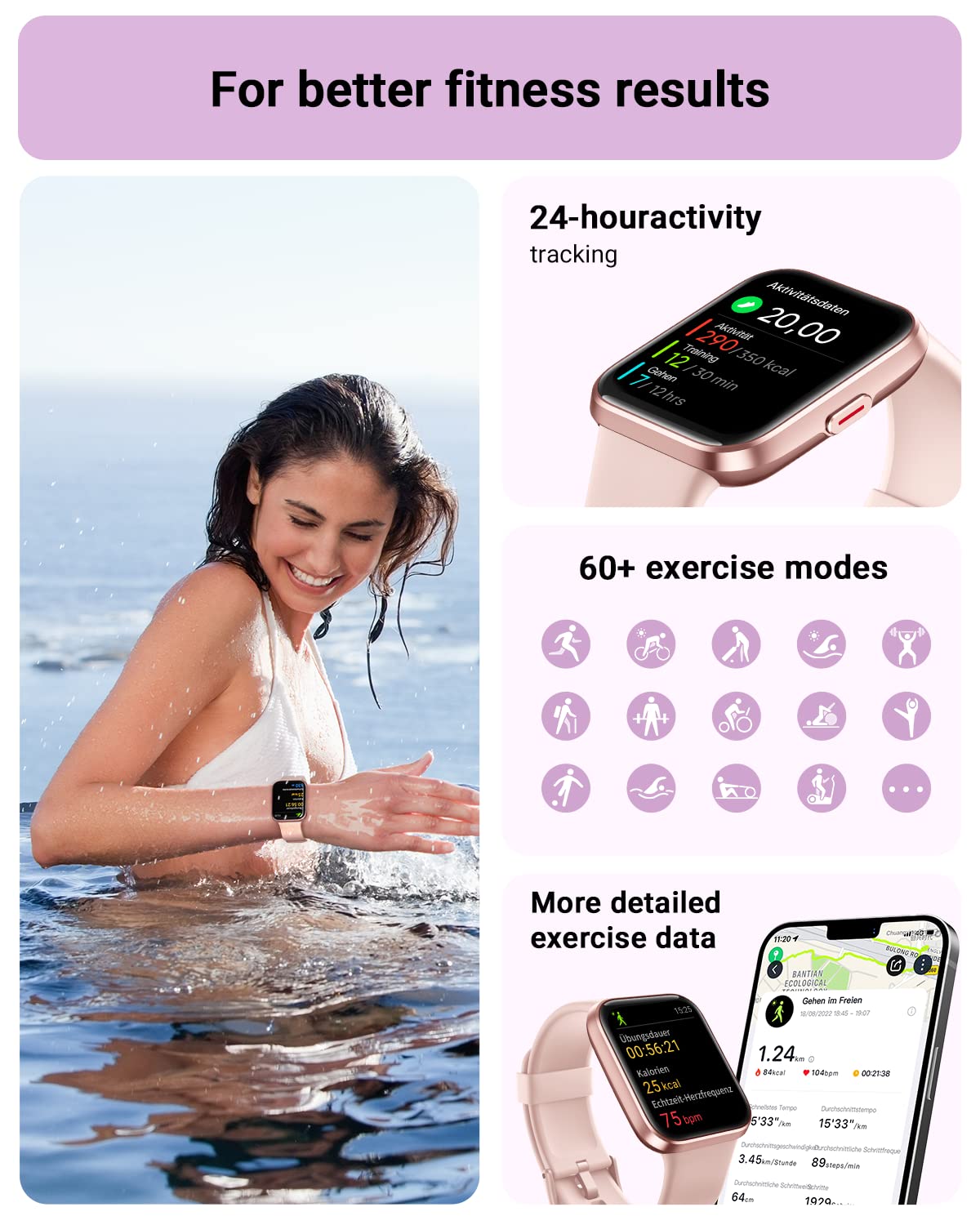 Foto 6 pulgar | Smartwatch Tensky 208bt Rosa - Venta Internacional