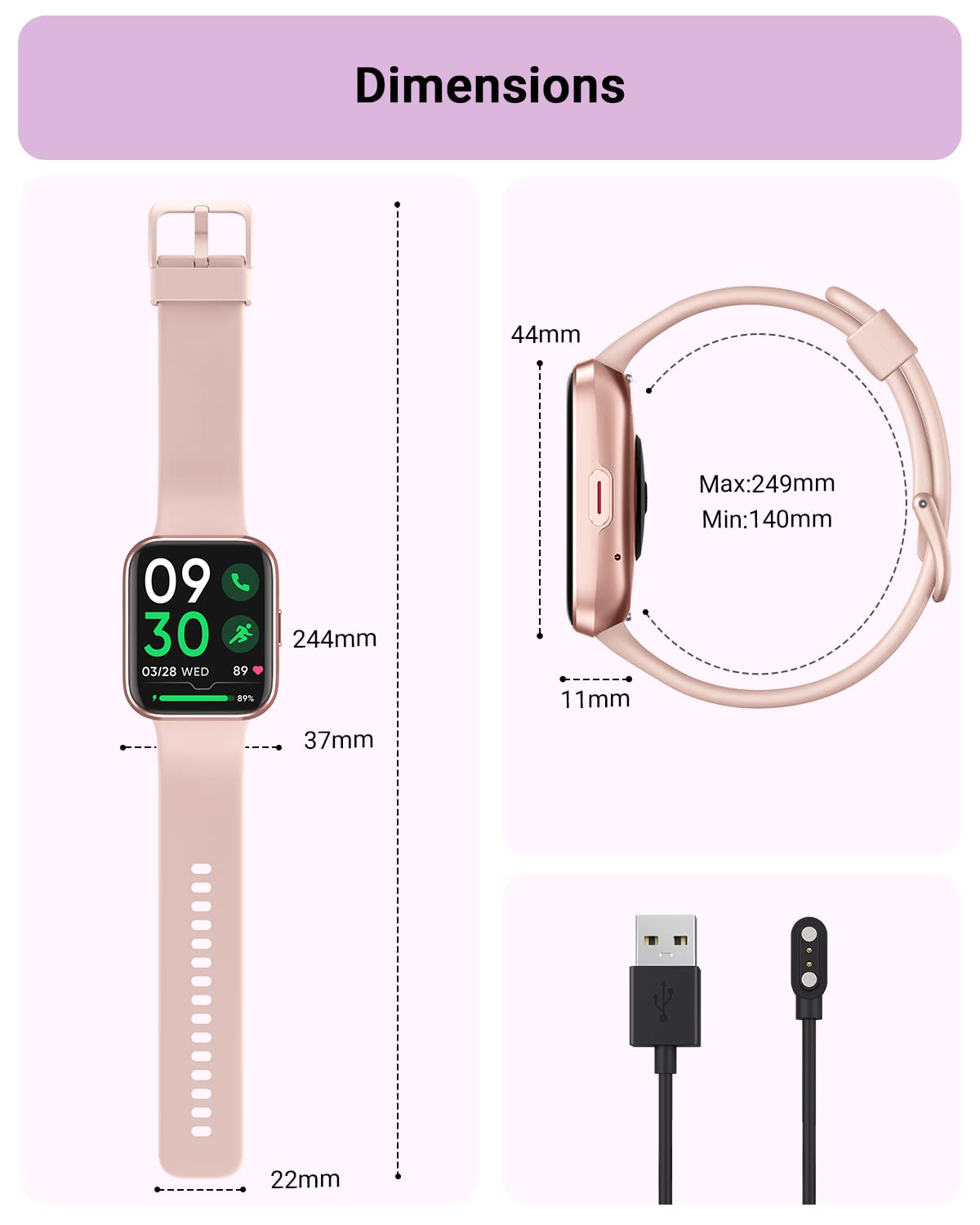 Foto 8 pulgar | Smartwatch Tensky 208bt Rosa - Venta Internacional