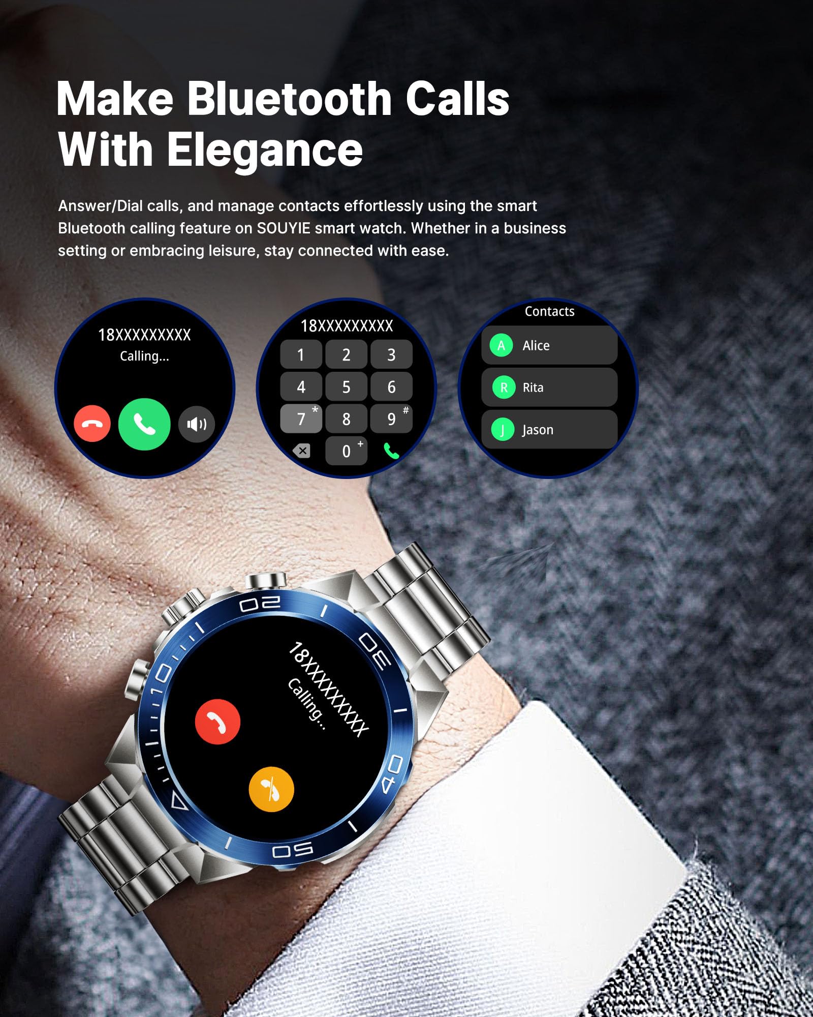 Foto 3 pulgar | 1 Reloj Inteligente Souyie SM-7 para Hombre con Pantalla Amoled de 1,43 Pulgadas - Venta Internacional