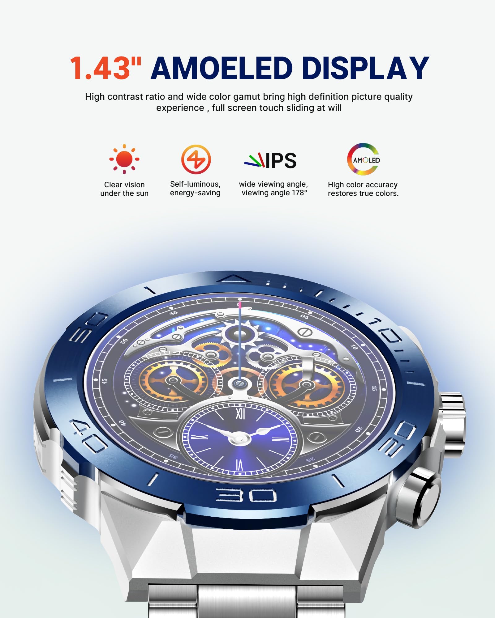 Foto 5 pulgar | 1 Reloj Inteligente Souyie SM-7 para Hombre con Pantalla Amoled de 1,43 Pulgadas - Venta Internacional