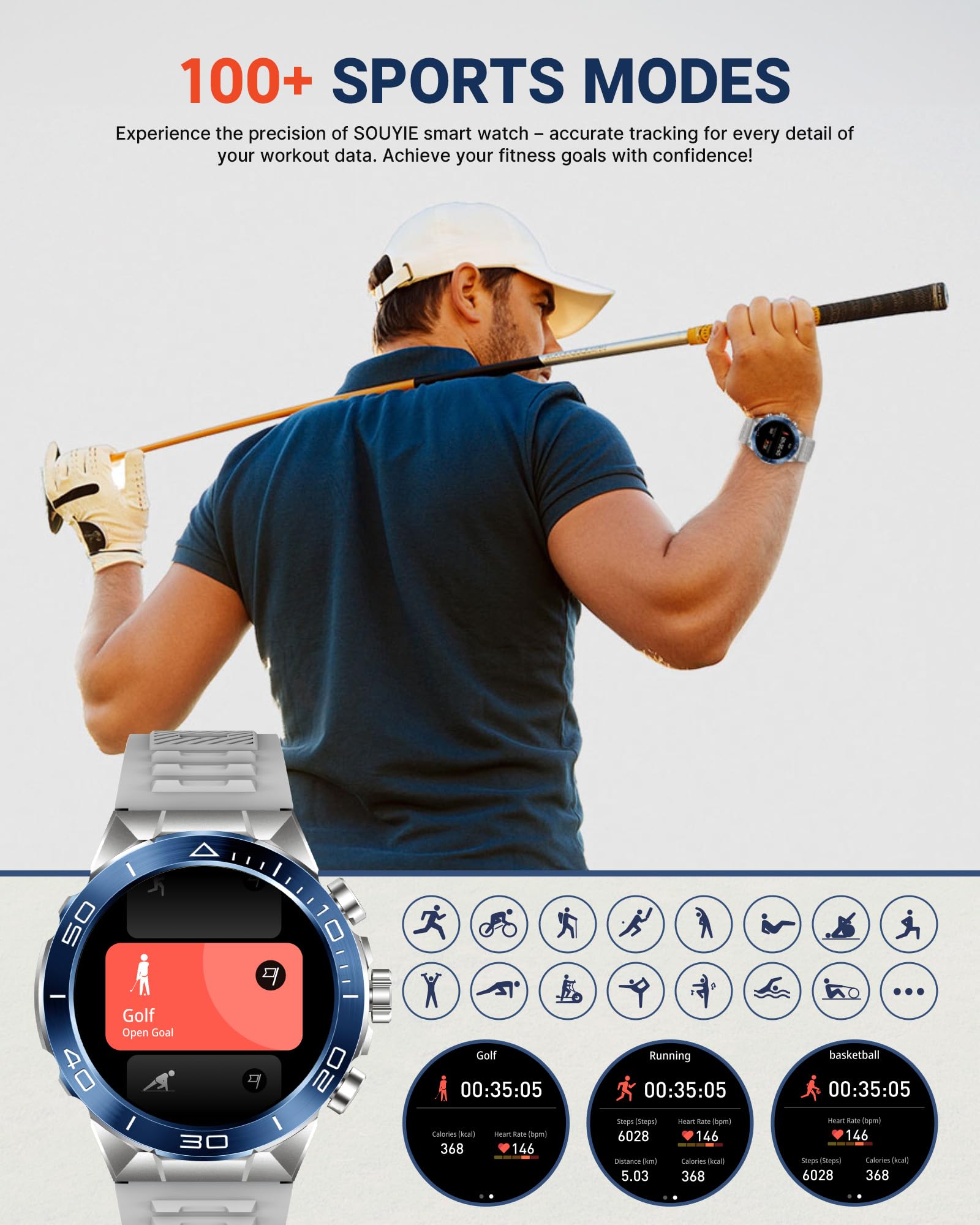 Foto 5 | 1 Reloj Inteligente Souyie SM-7 para Hombre con Pantalla Amoled de 1,43 Pulgadas - Venta Internacional