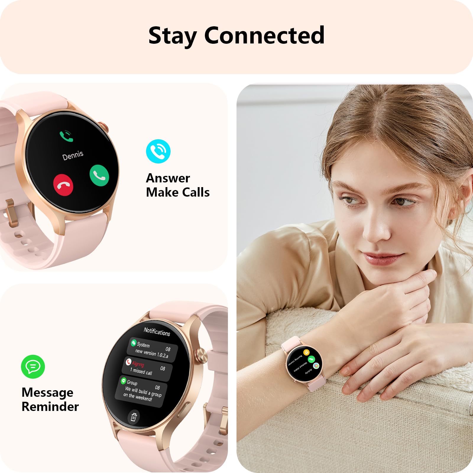 Foto 2 | Reloj Smartwatch Aeac Rosa-Venta Internacional