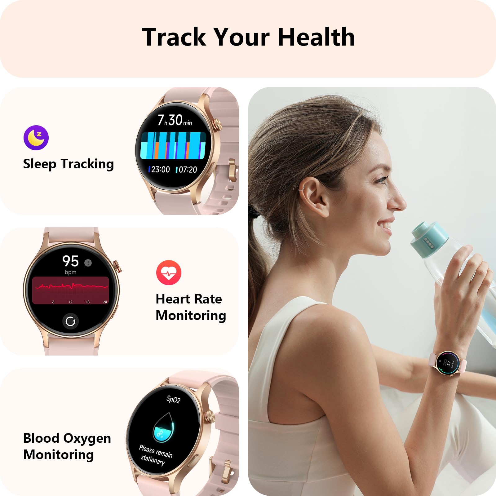 Foto 3 | Reloj Smartwatch Aeac Rosa-Venta Internacional