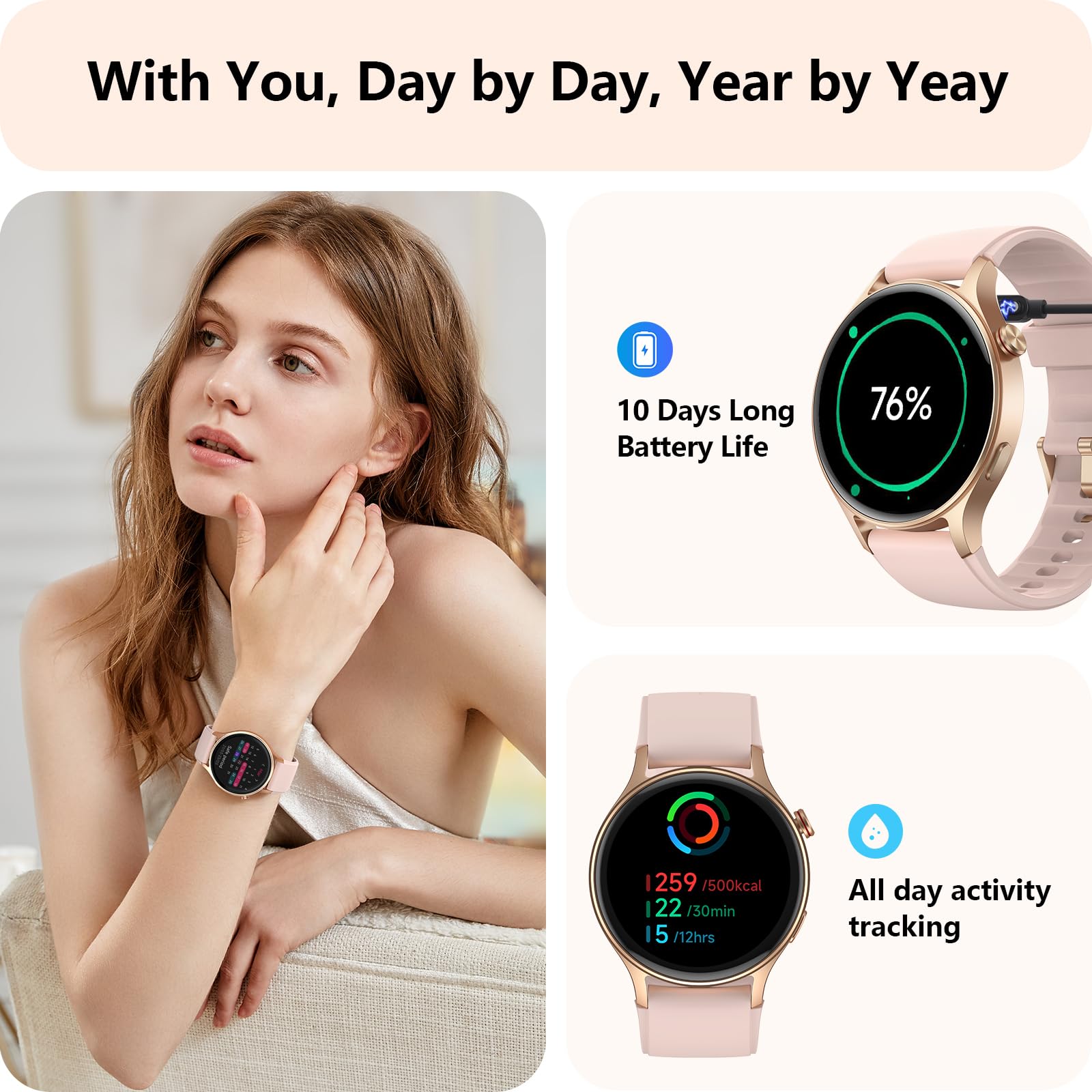 Foto 5 pulgar | Reloj Smartwatch Aeac Rosa-Venta Internacional