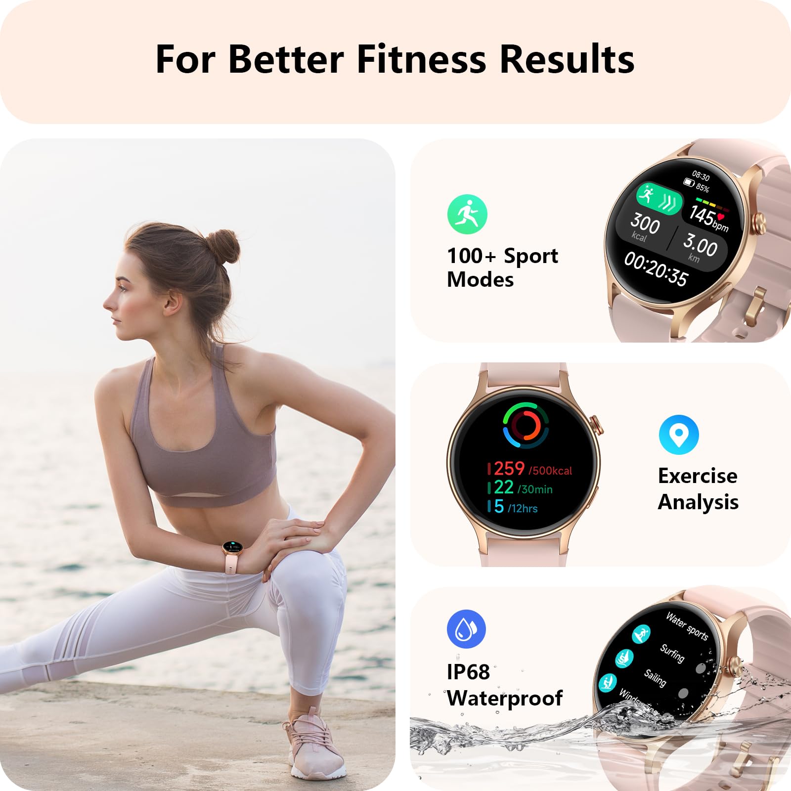 Foto 6 pulgar | Reloj Smartwatch Aeac Rosa-Venta Internacional