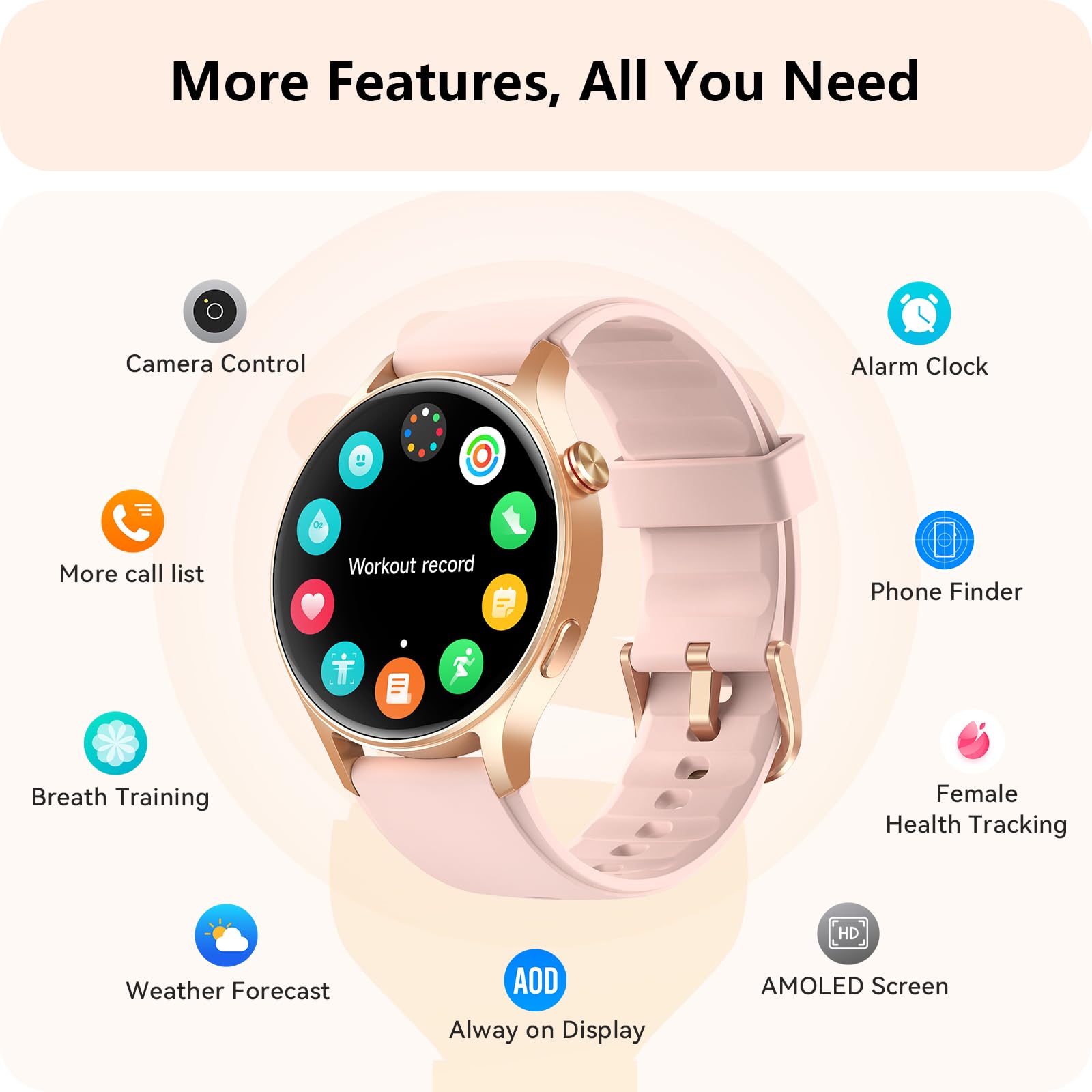 Foto 7 | Reloj Smartwatch Aeac Rosa-Venta Internacional