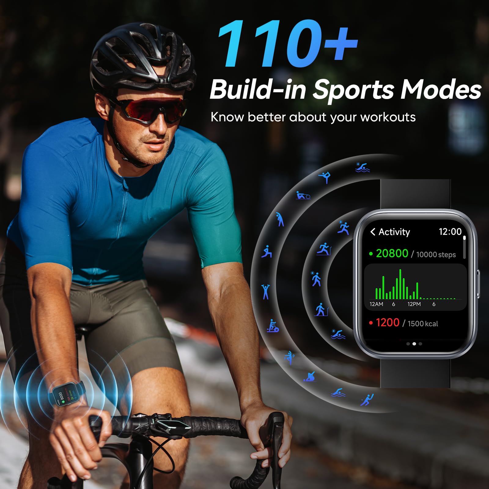 Foto 7 pulgar | Reloj Inteligente Fitpolo de 1.8 Pulgadas con Alexa Integrado Ip68- Venta Internacional