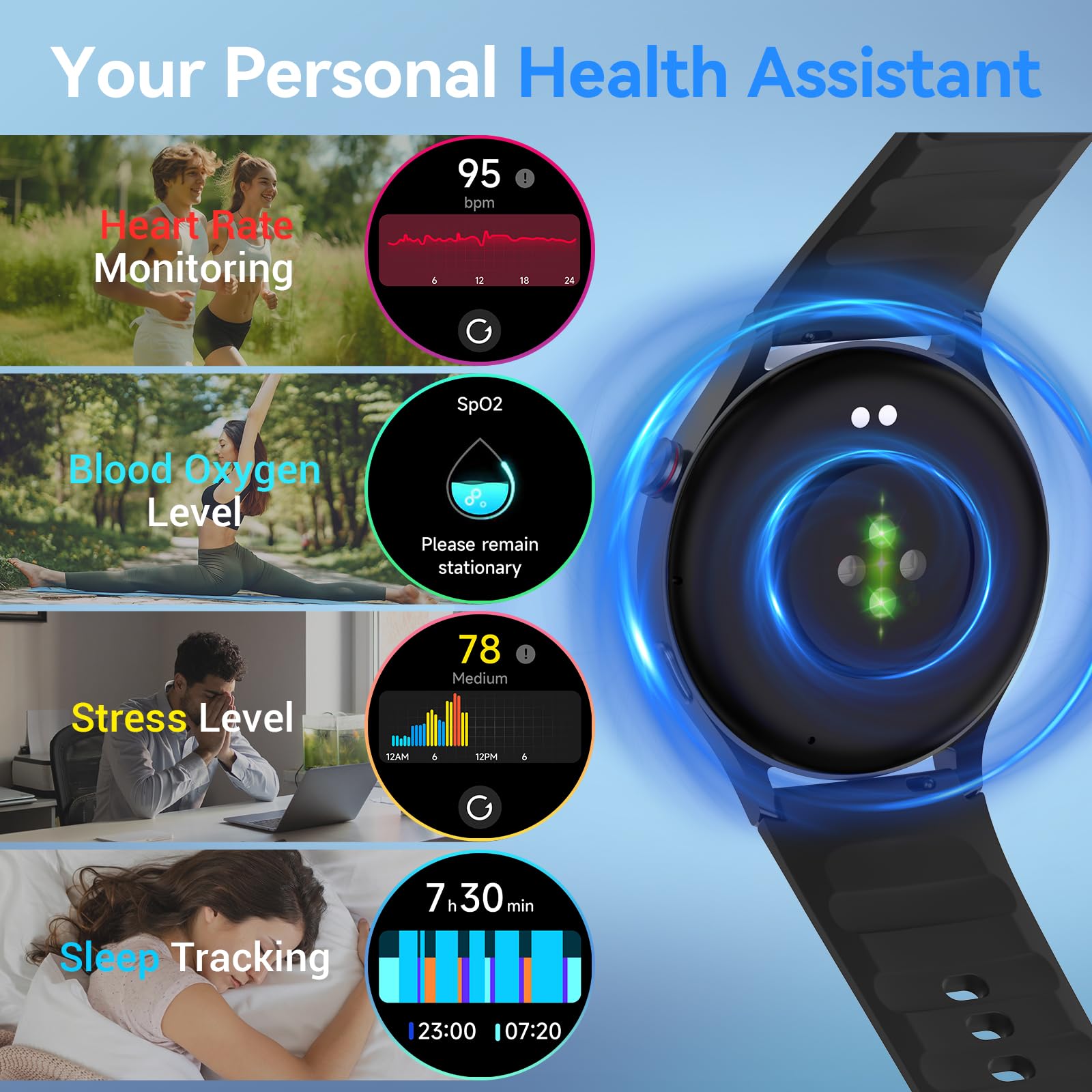 Foto 5 pulgar | Reloj Inteligente Fitpolo 1.3'' Amoled Negro Unisex - Venta Internacional