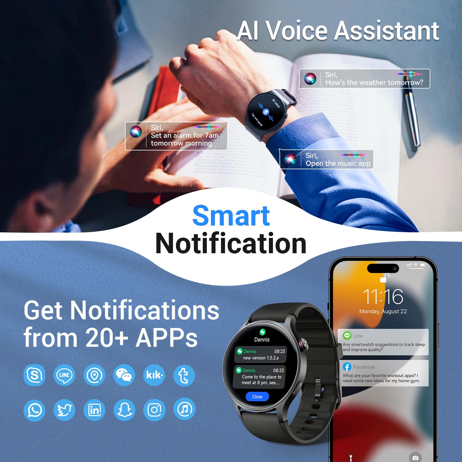 Foto 6 pulgar | Reloj Inteligente Fitpolo 1.3'' Amoled Negro Unisex - Venta Internacional