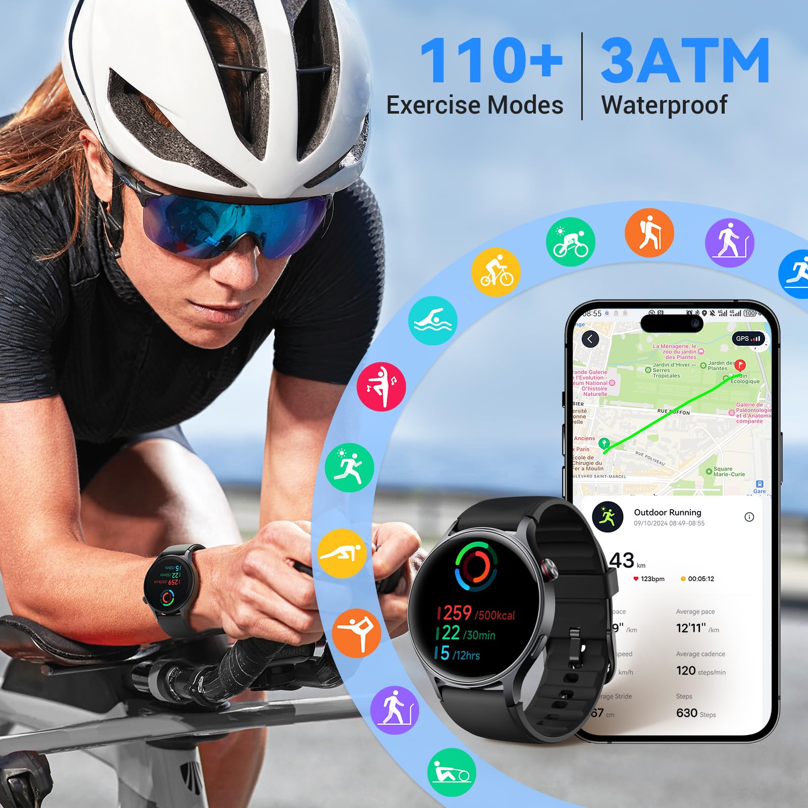 Foto 7 pulgar | Reloj Inteligente Fitpolo 1.3'' Amoled Negro Unisex - Venta Internacional